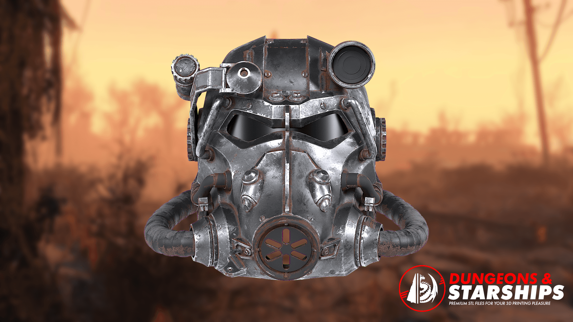 T-60 Power Armour Helmet - Fallout 3d model