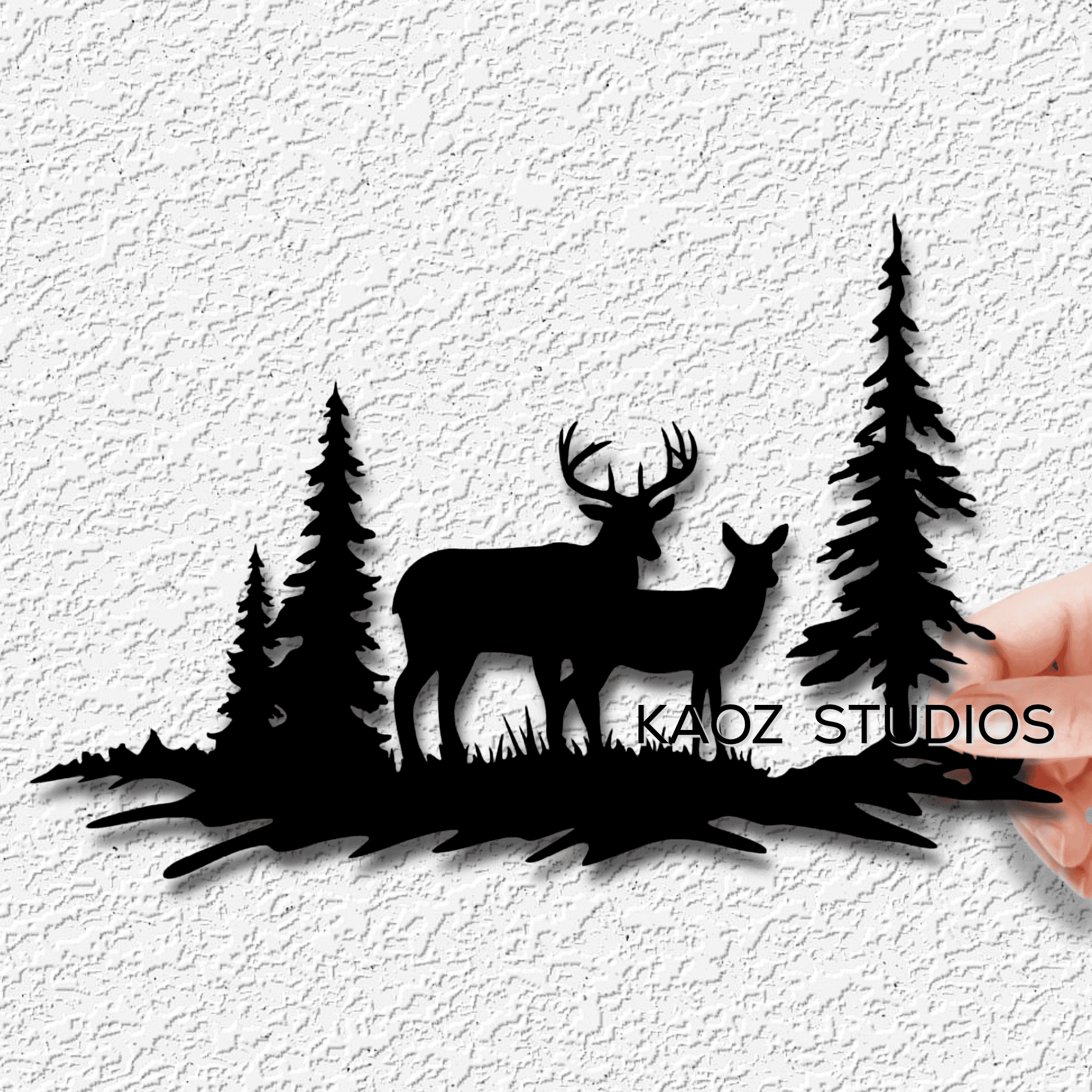 two deer wall art wildlife wall decor nature scenery decoration 3d model