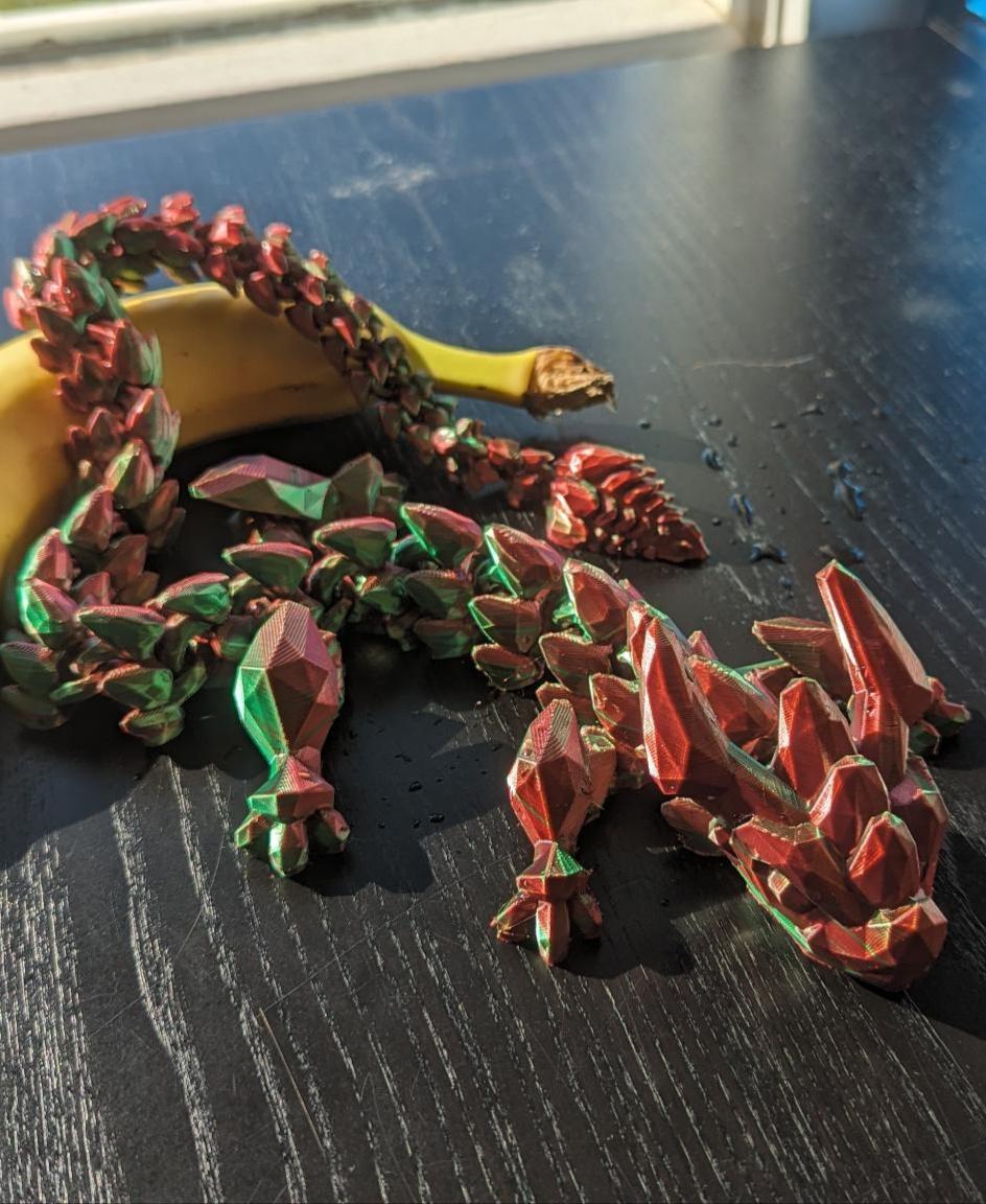 Articulated Dragon 005 - Crystallized - No supports - Print in place - STL - Elegoo Silk Red/Green PLA - 1.5mm layer height - 3d model