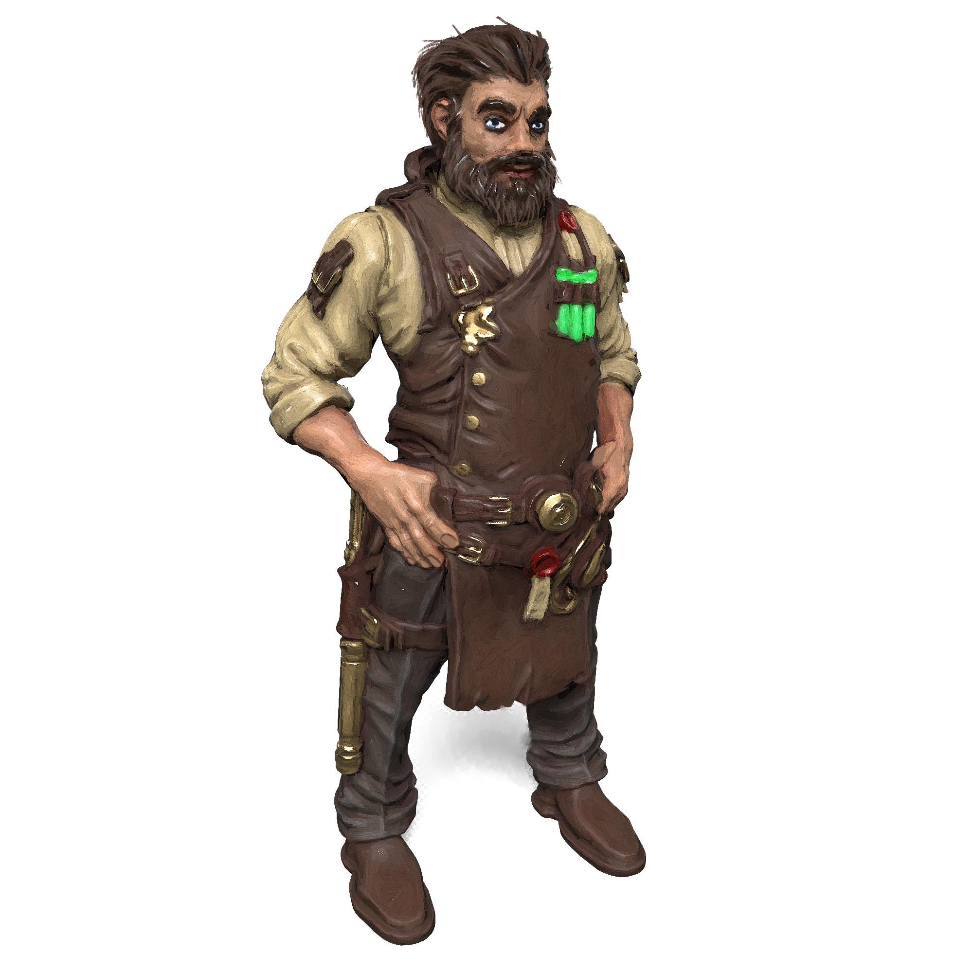 Shop Keeper  - Side Quest Shop - PRESUPPORTED - Illustrated and Stats - 32mm scale			 3d model