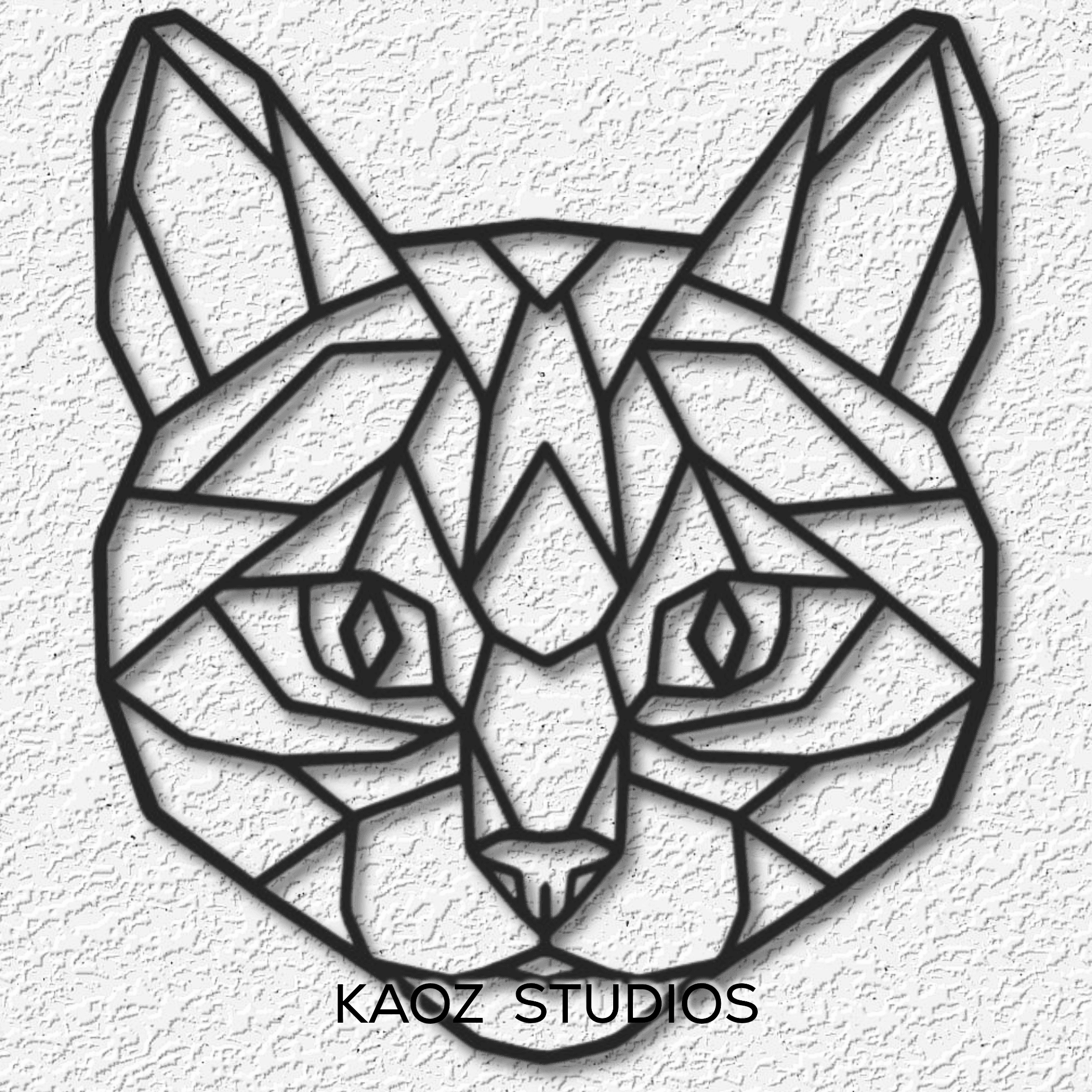 Low poly cat wall art geometric kitty face wall decor 3d model