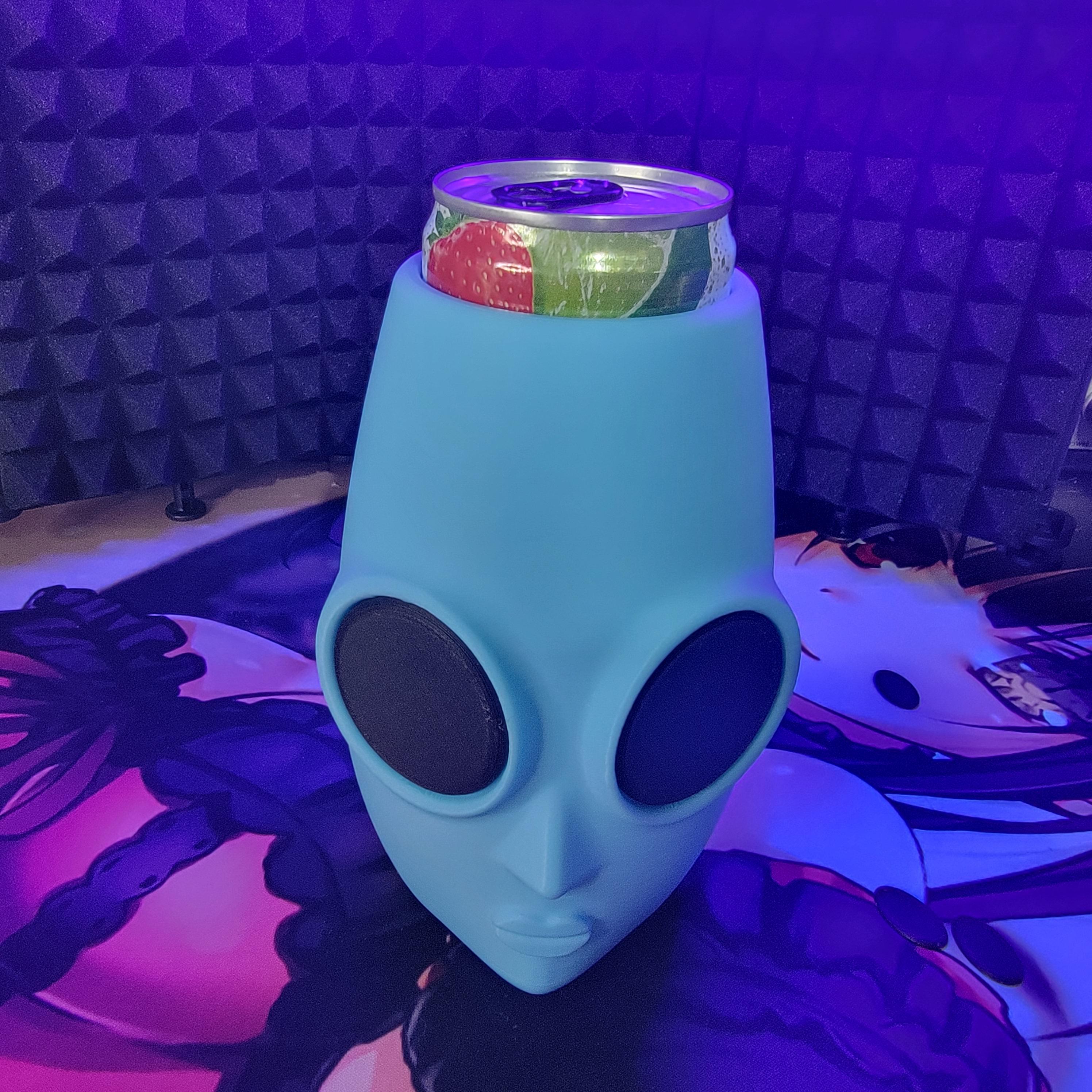 12oz Slim Extraterrestrial Encounter Alien Head Can Cup 3d model