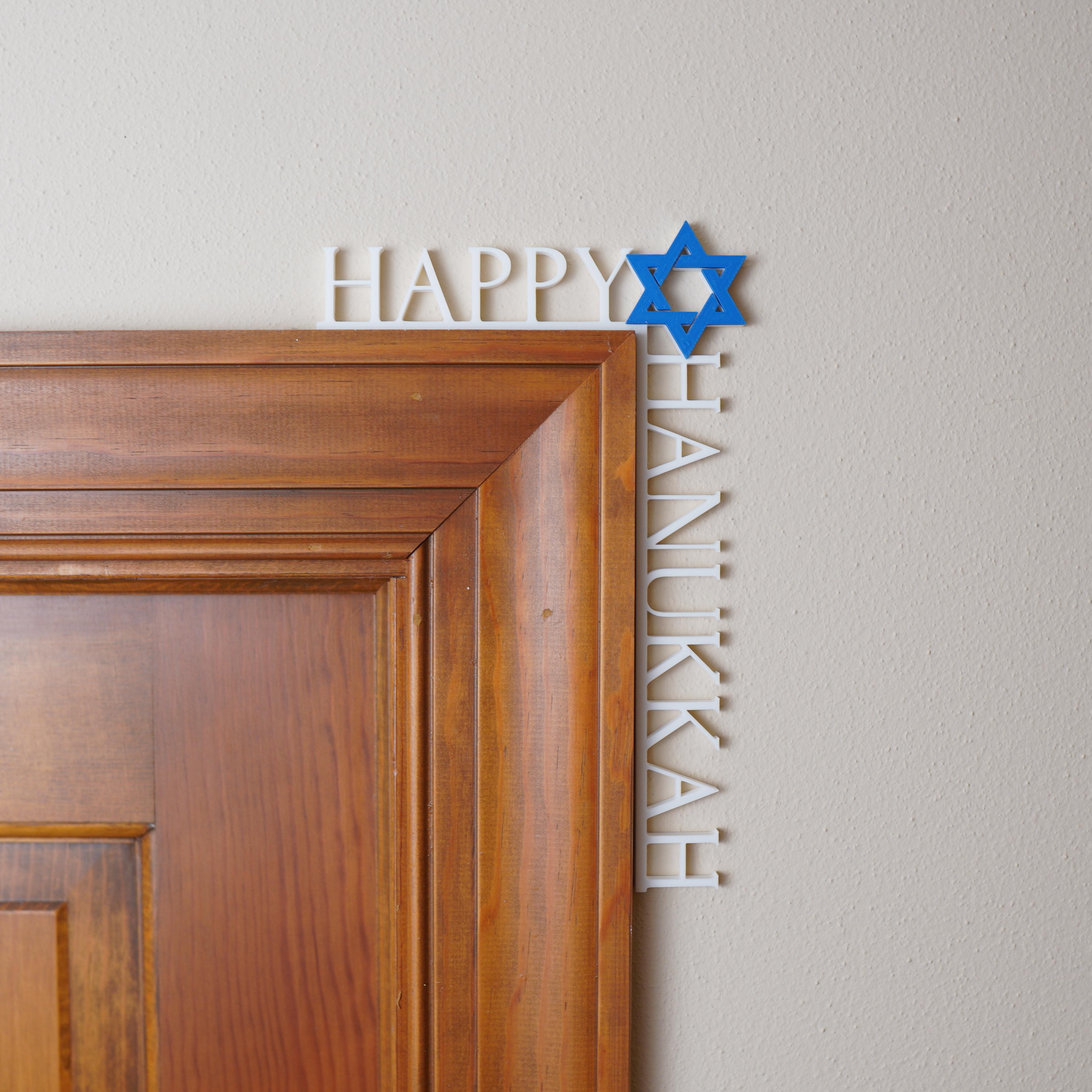 Happy Hanukkah Menorah Corner Decor 3d model