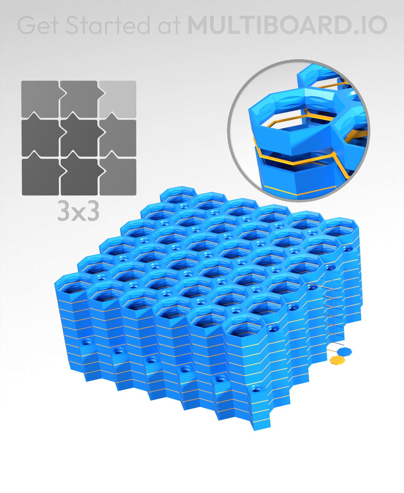6x6 Tiles - 3x3 Board - Multi-Material Stack 3d model