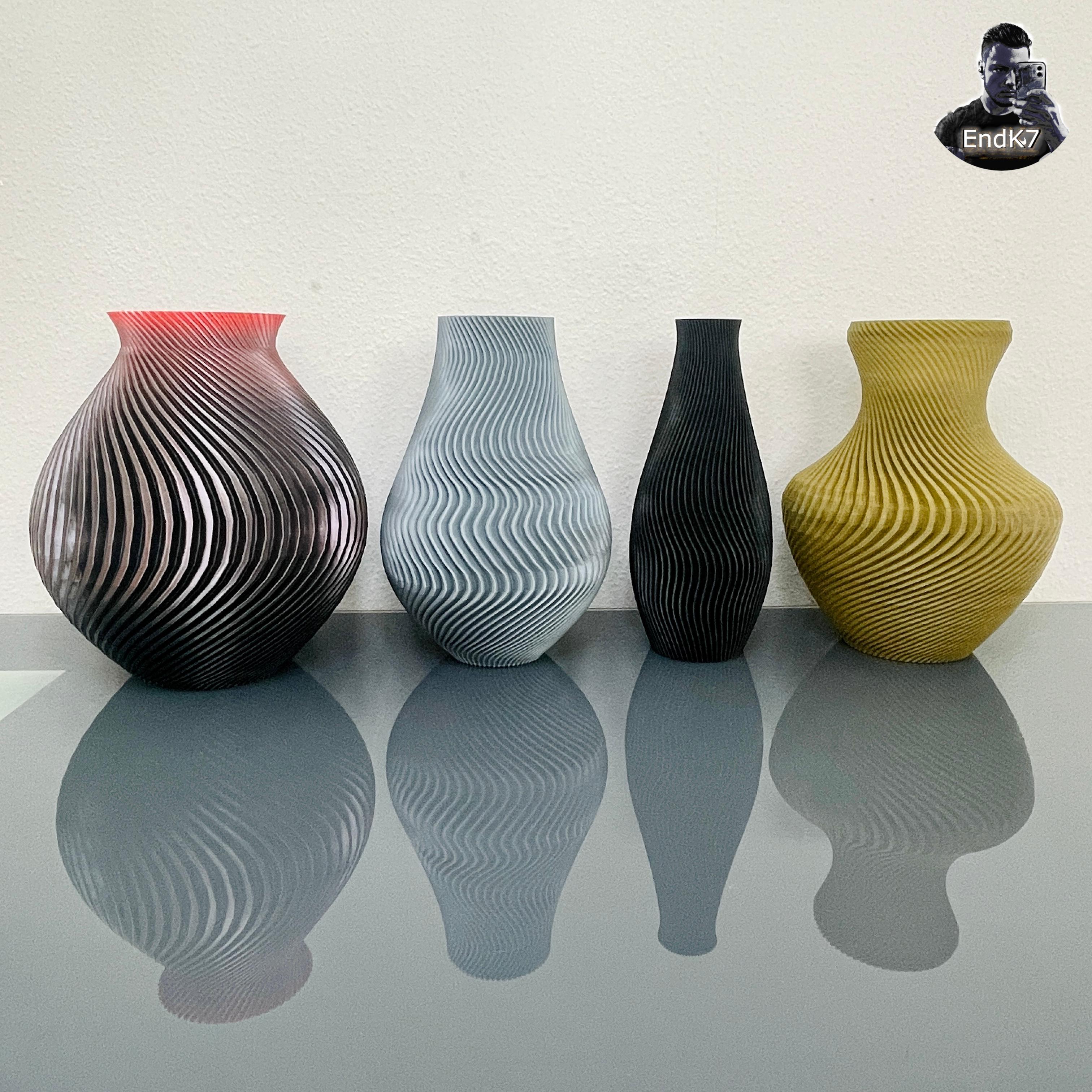 Spiral Vase Set Version Three - 4 Designs 3d model