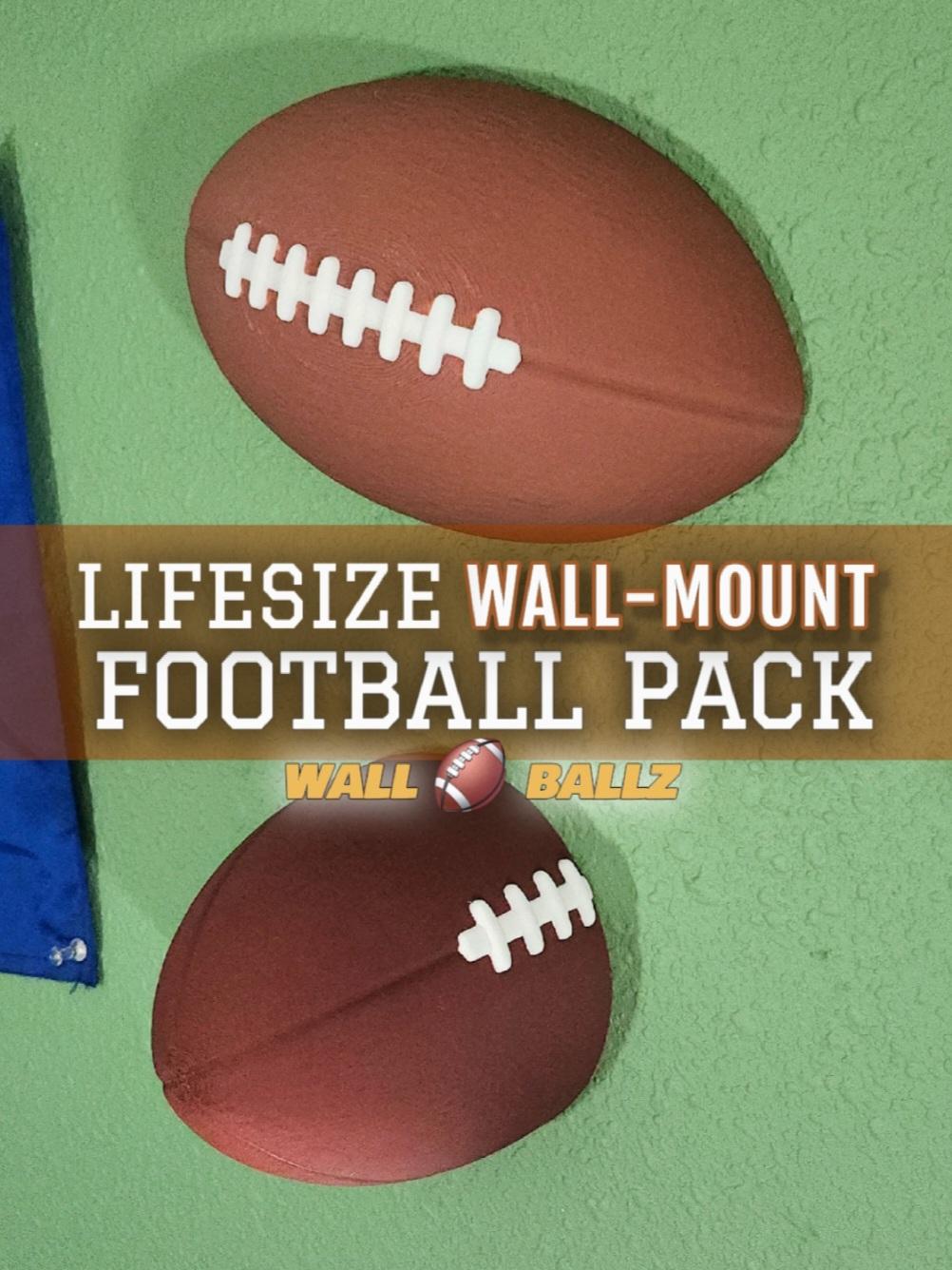 Pair of Lifesize Decorative Football Halves :: 'Wall Ballz' Hanging Pop-Out 3D Art Collection 3d model