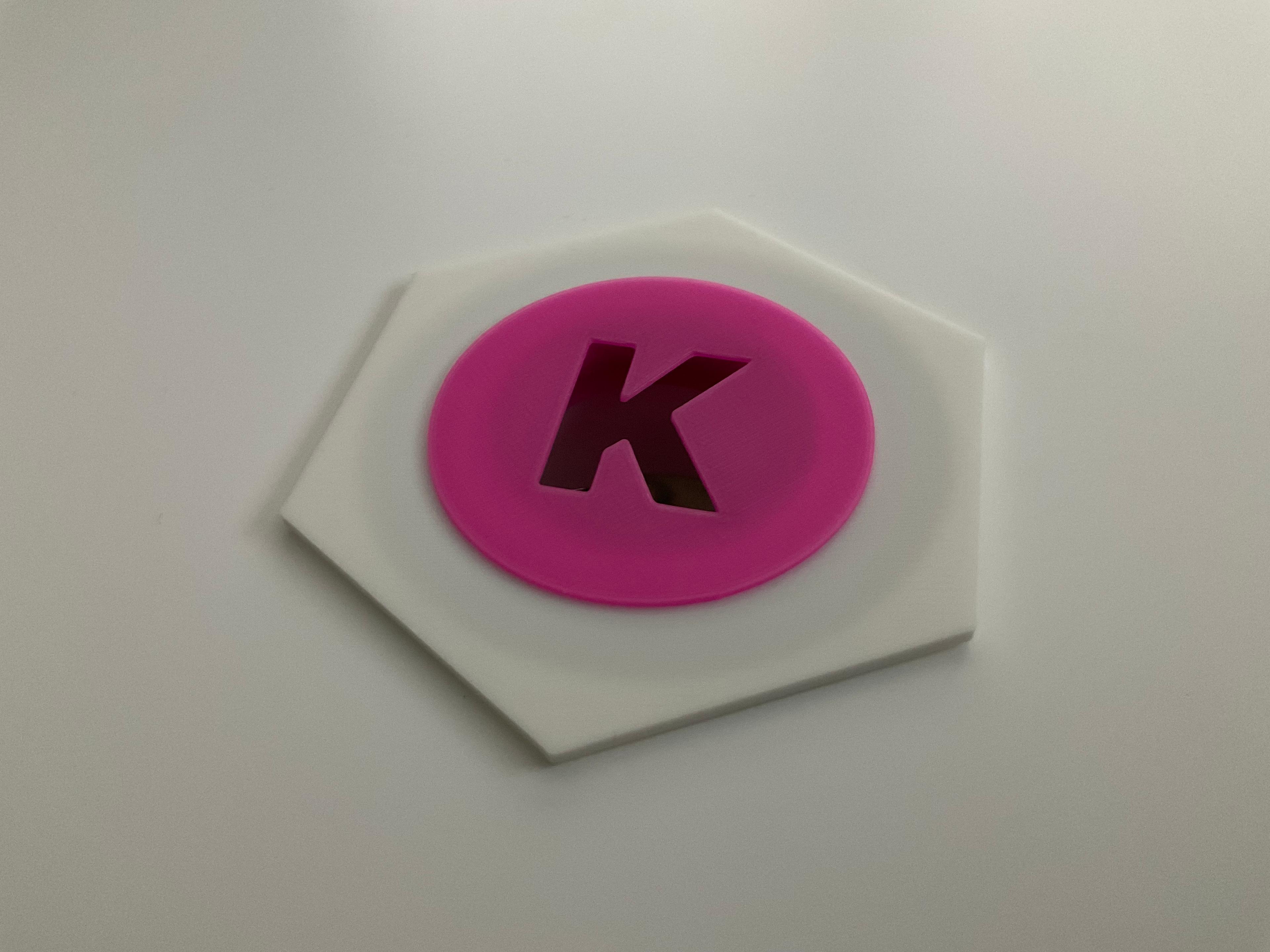 "K" Monogram Lid for Desk Grommet System 3d model
