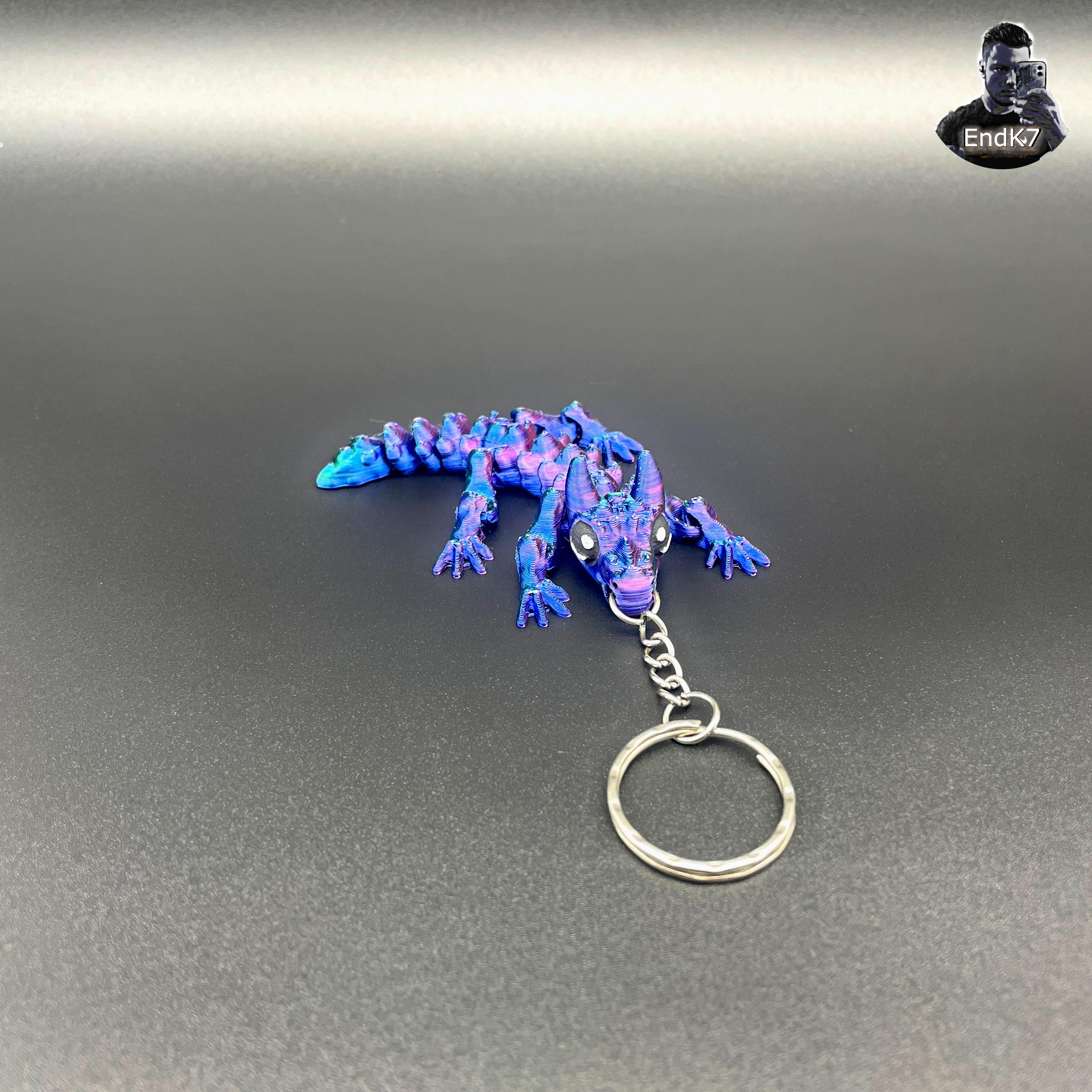 Baby Bull Dragon Keychain - Flexi - Print in Place - No Supports - Fantasy 3d model