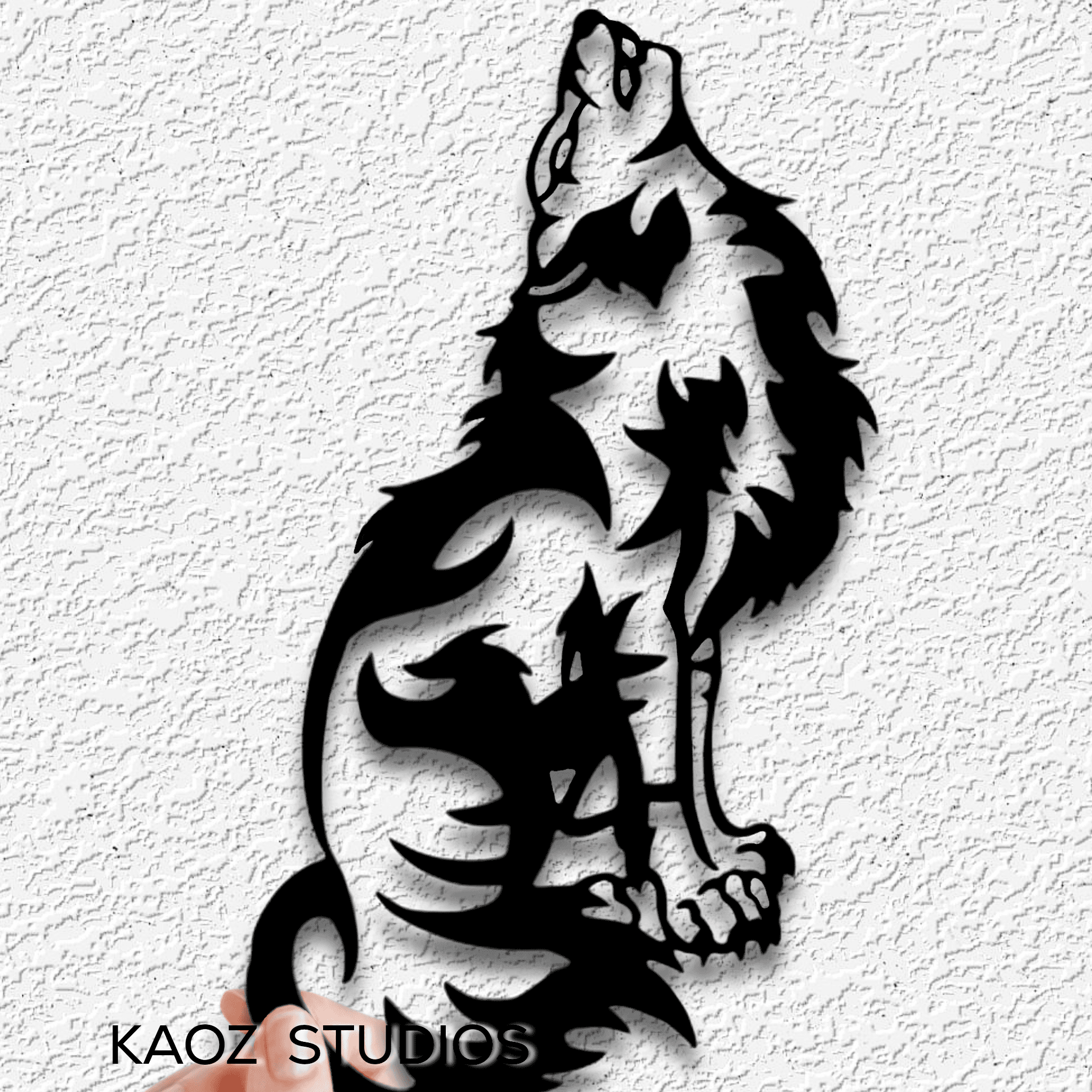 howling wolf wall art tribal wolves wall decor animal decoration 3d model