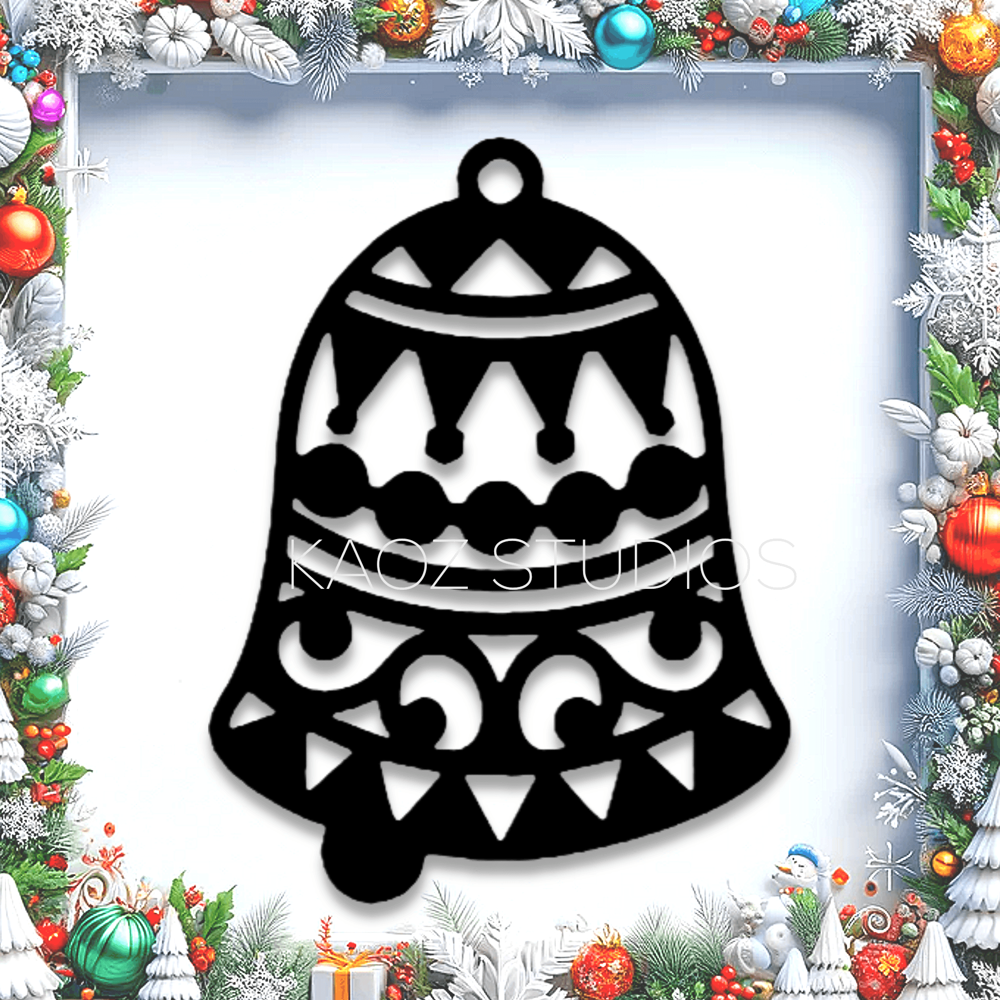 christmas ornament bell decor 2d xmas decoration 3d model