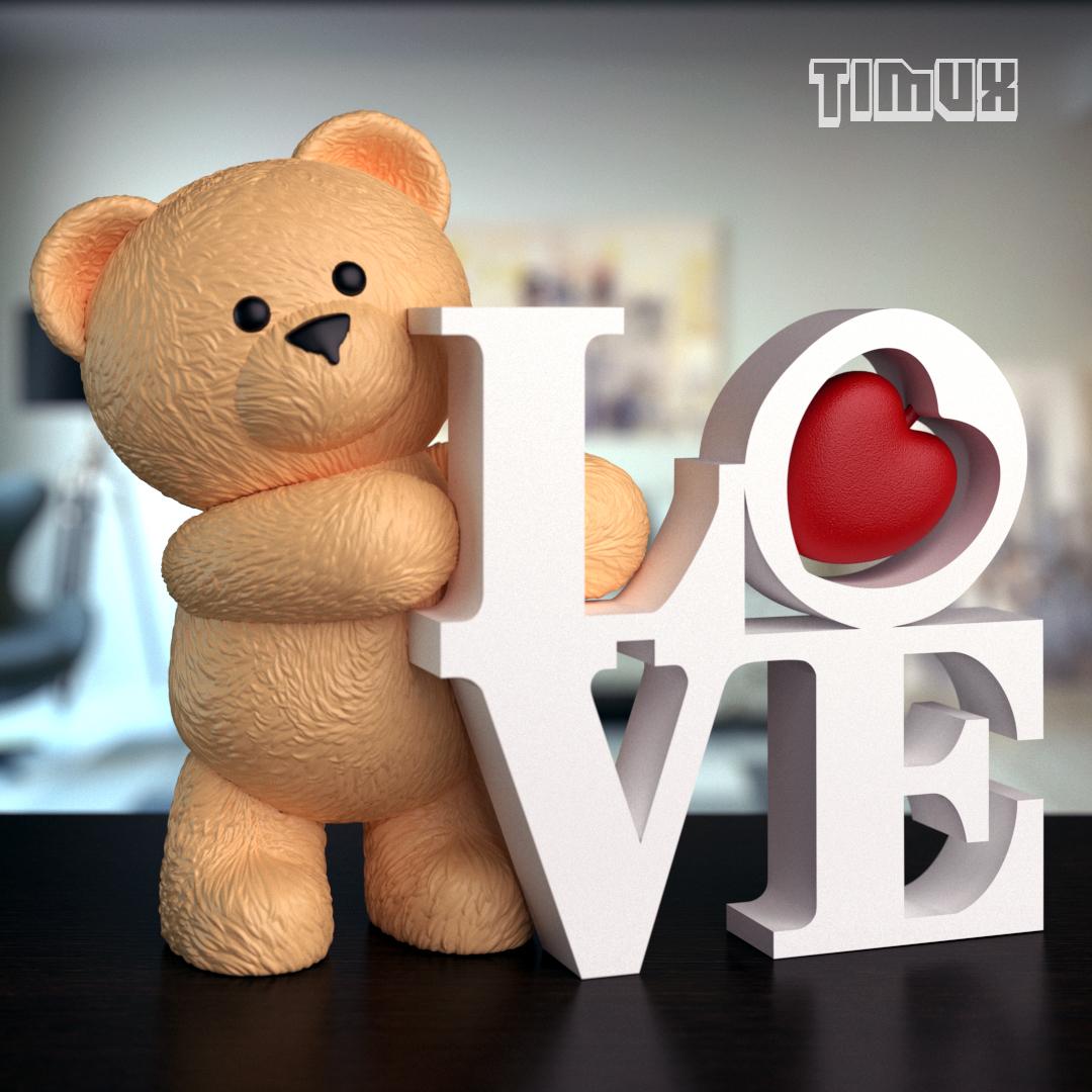 TEDDY BEAR WITH LOVE 3d model