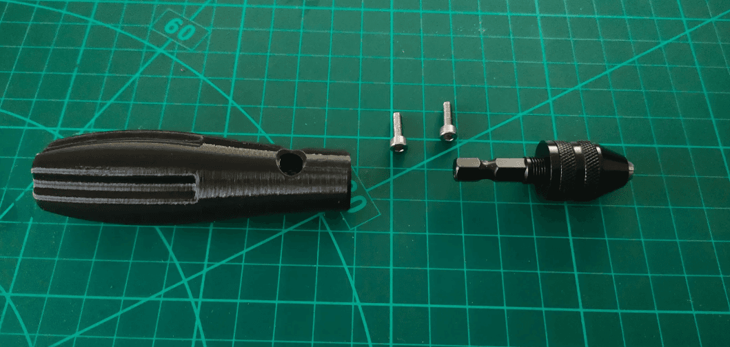 Handle for keyless drill chuck 0,3-3mm hex 1/4" shaft 3d model