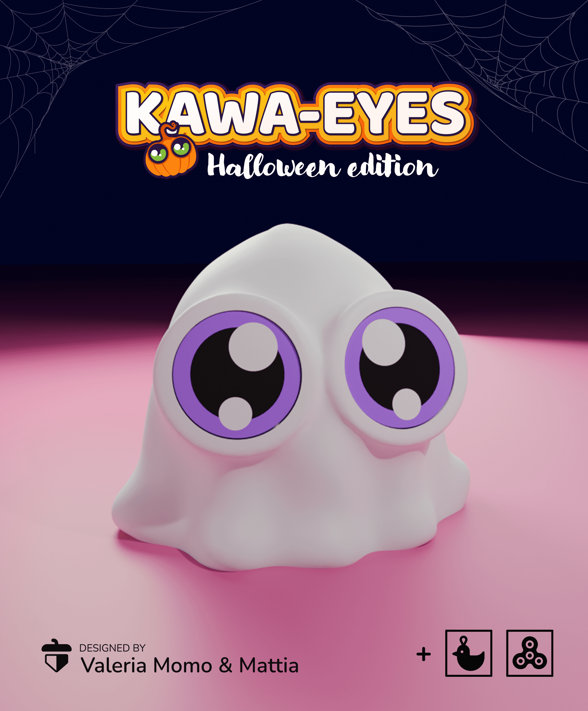 Kawa-eyes Ghost 👻🎃 Keychain & Fidget! 3d model