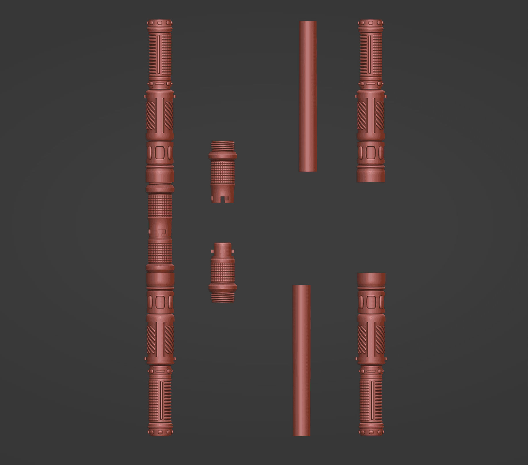 Print in Place Connecting Double Lightsaber 2 3d model