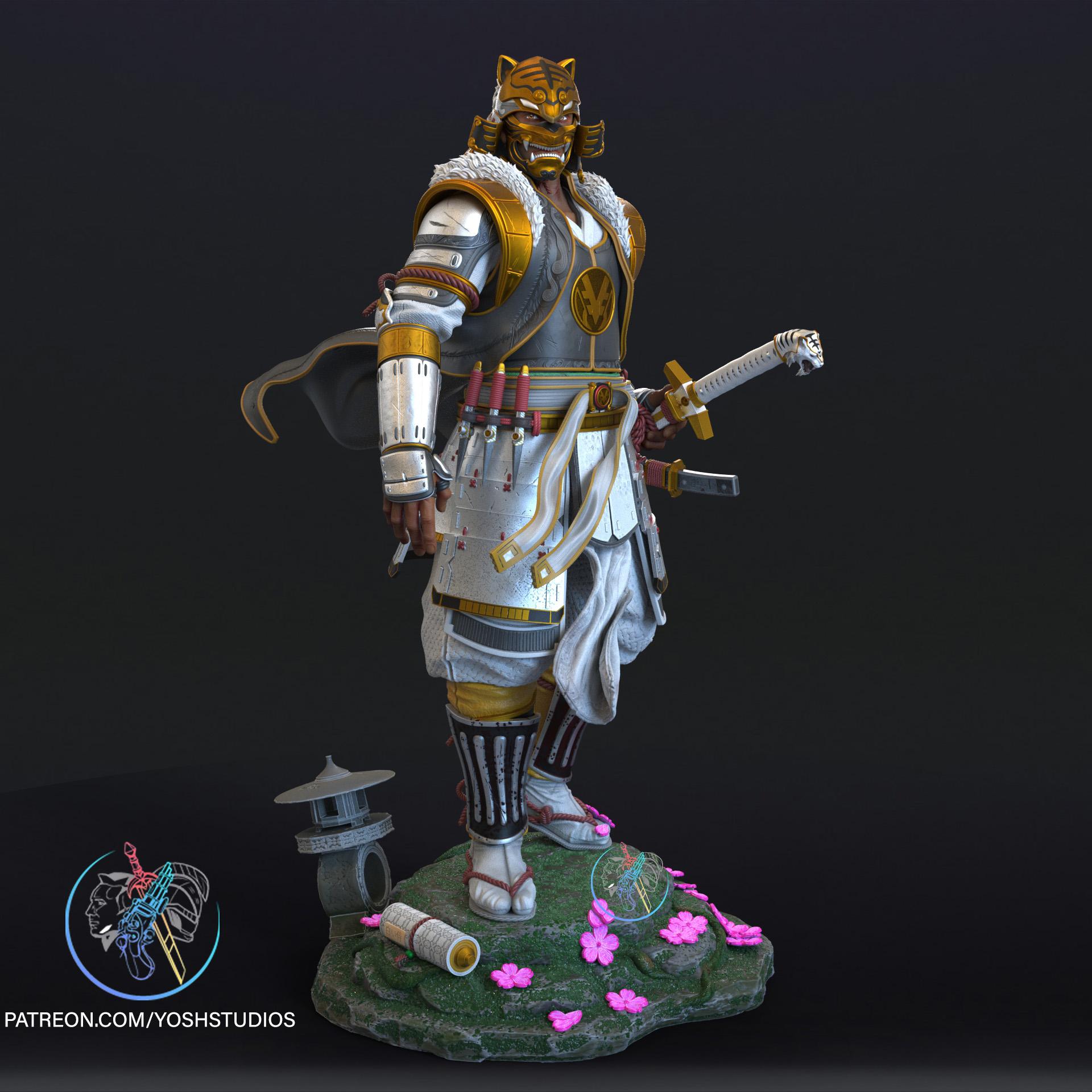 Sengoku White Ranger Statue 3D Printer File STL 3d model