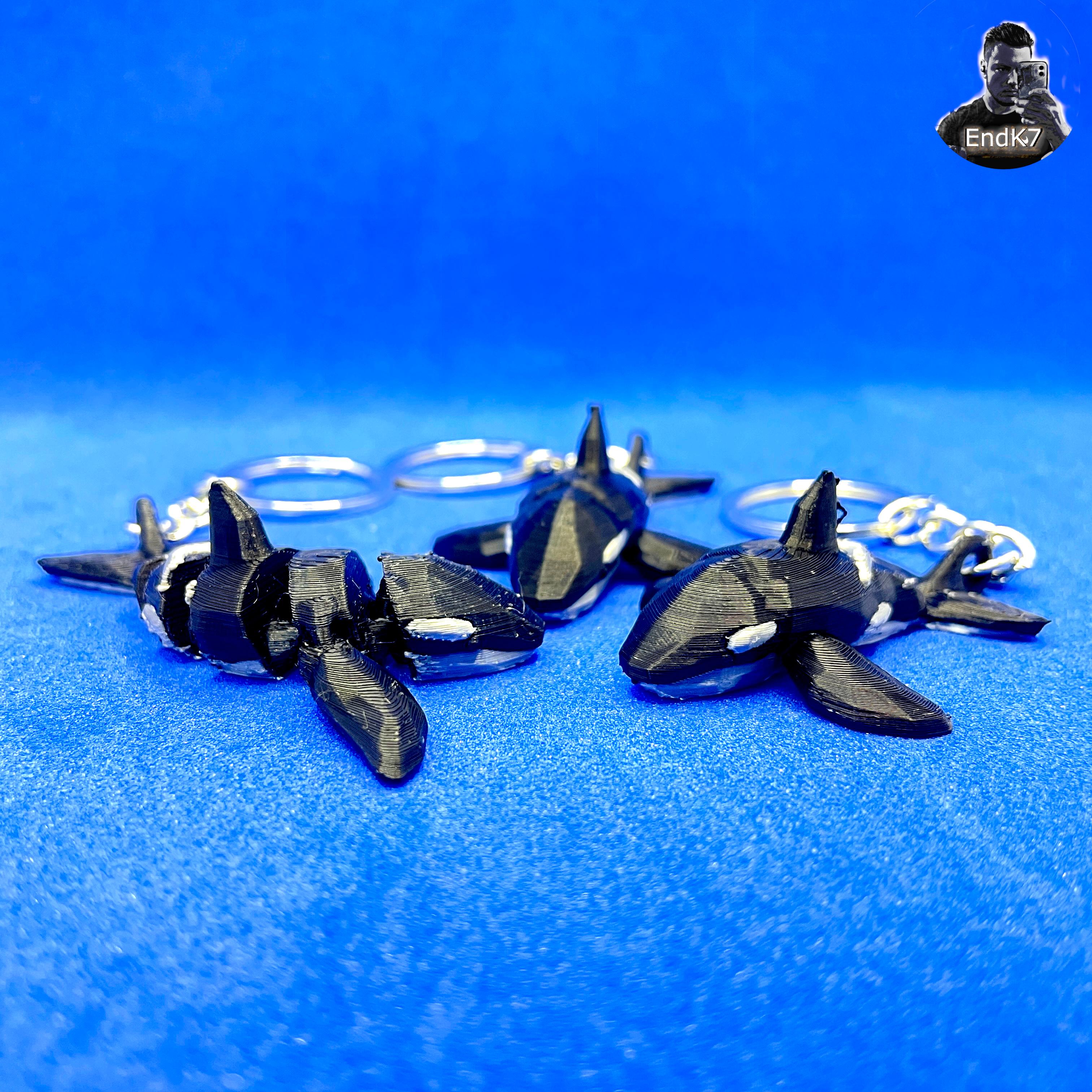 Low Poly Orca Whale Keychains 3 Models - Articulated - No Supports - Print in Place  3d model