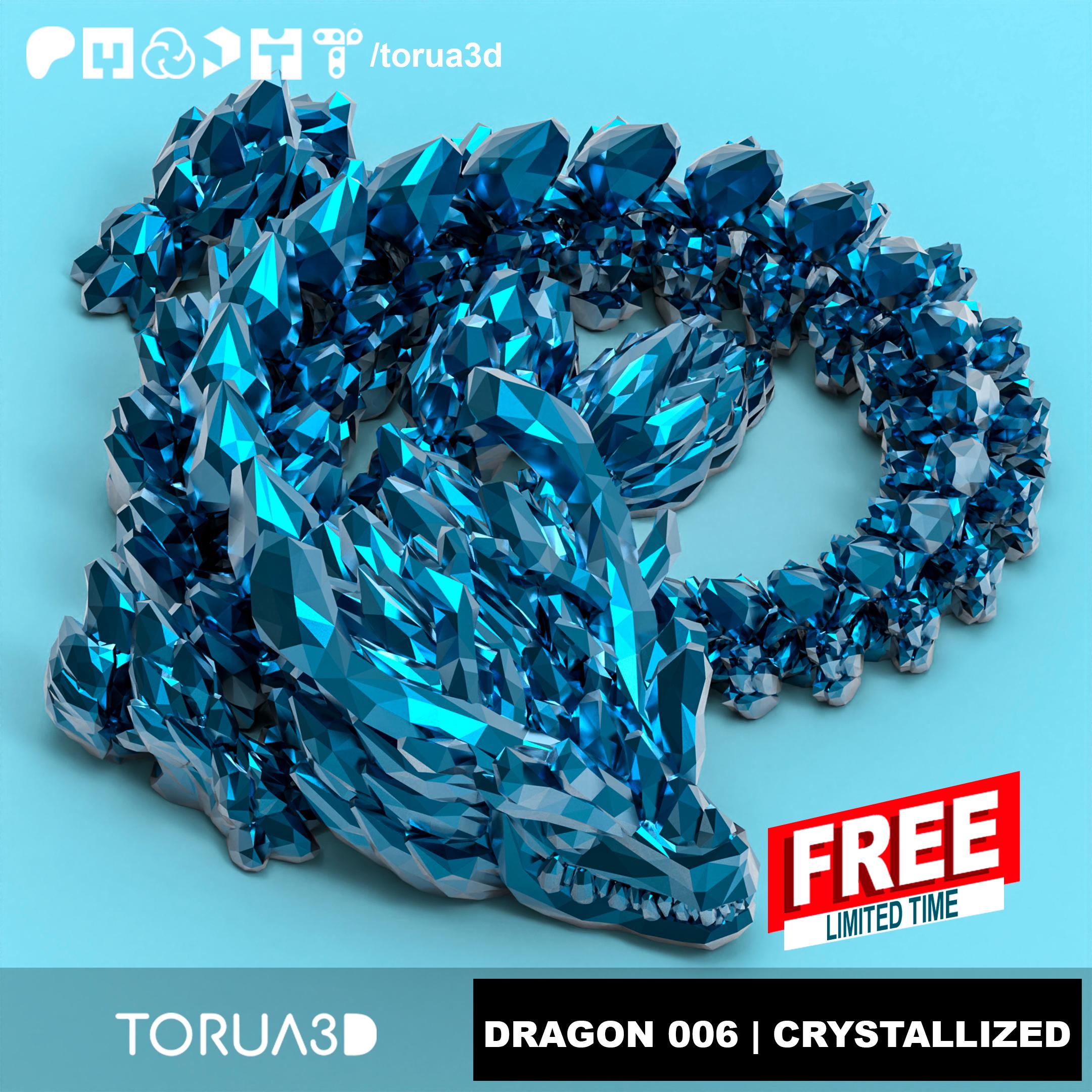 Articulated Dragon 006 - Crystallized - No supports - Print in place - Free - STL 3d model