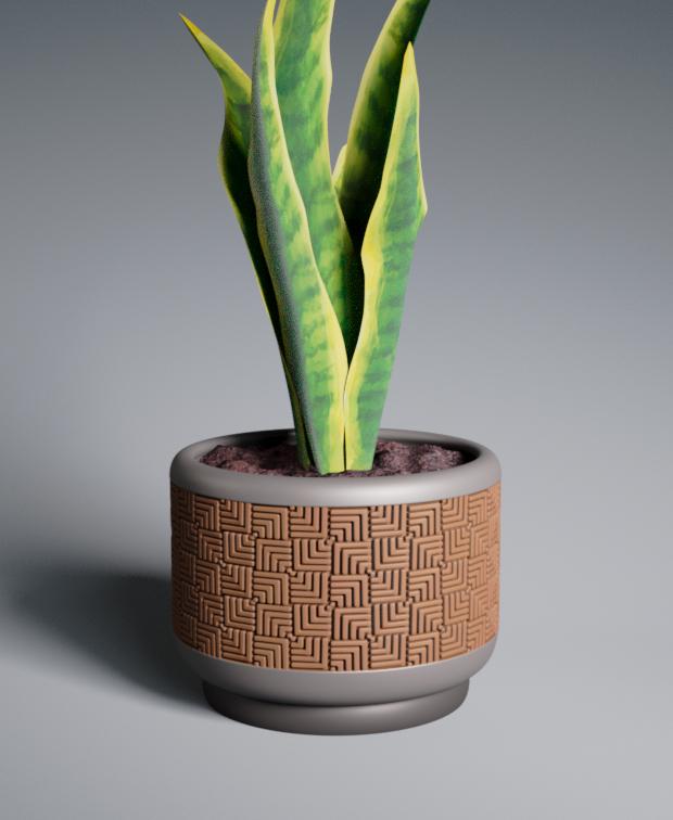 Planter Pot Mayan Revival with Rounded Base 3d model