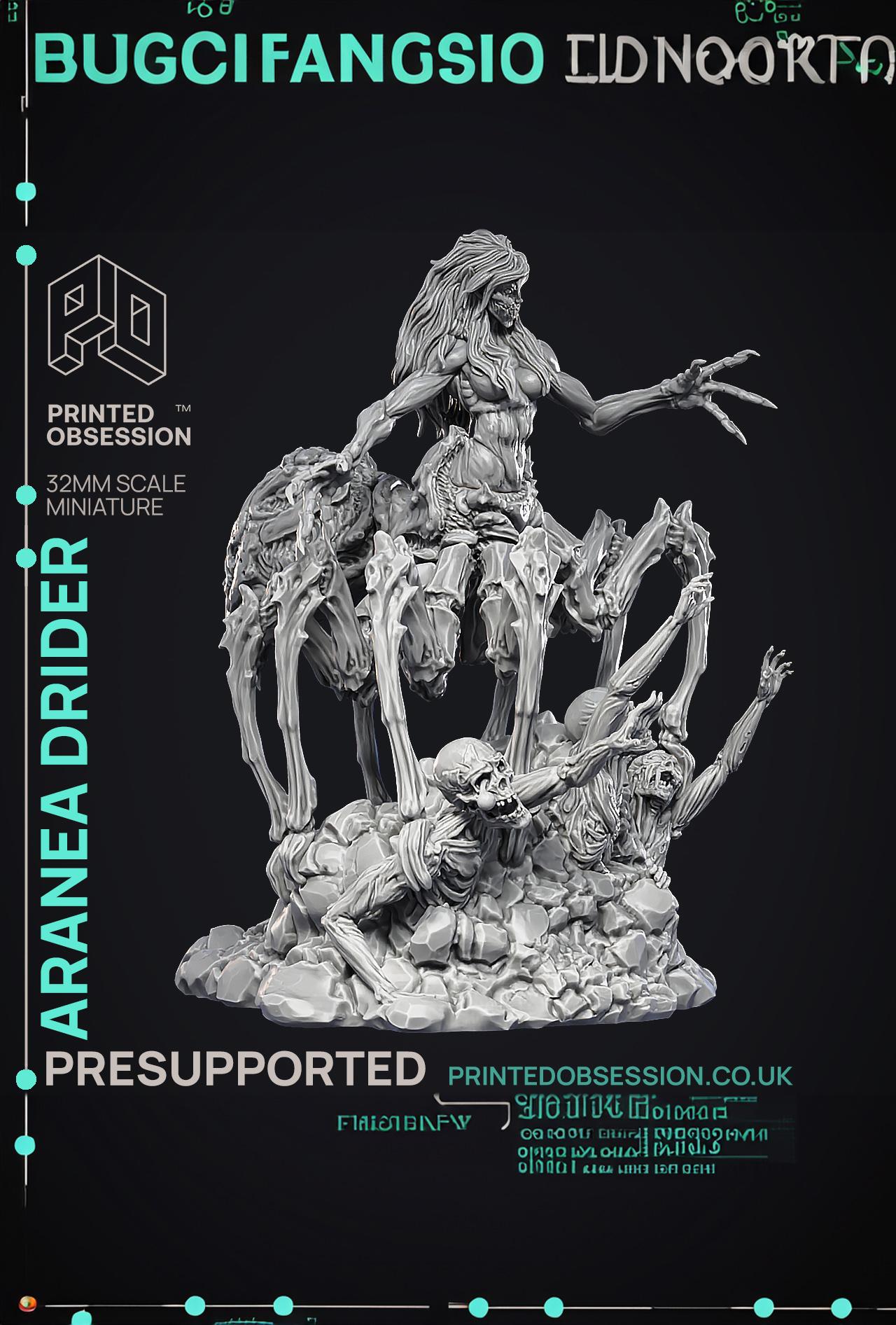 Aranea - Drider of Lolth -  PRESUPPORTED - Illustrated and Stats - 32mm scale 3d model