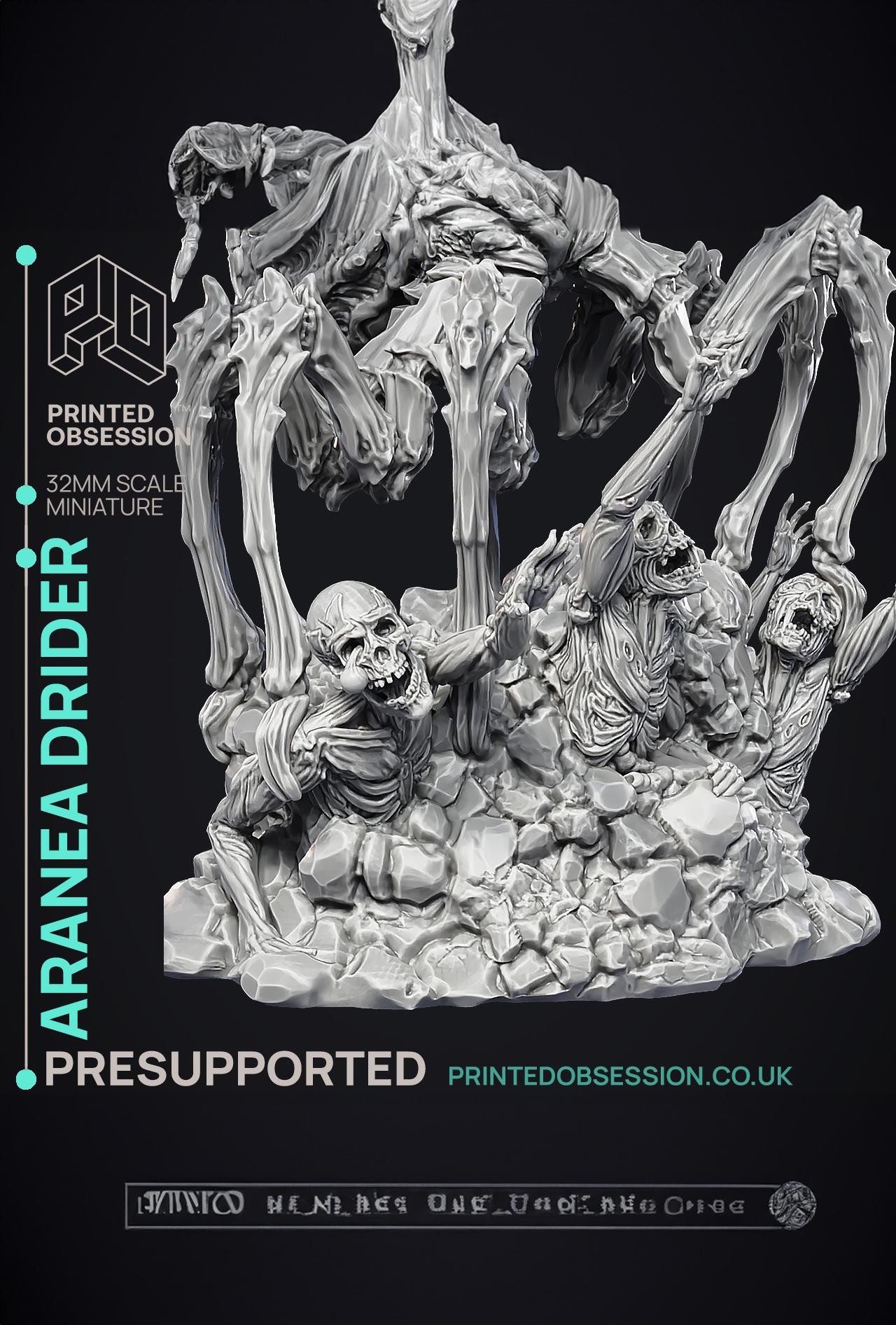 Aranea - Drider of Lolth -  PRESUPPORTED - Illustrated and Stats - 32mm scale 3d model