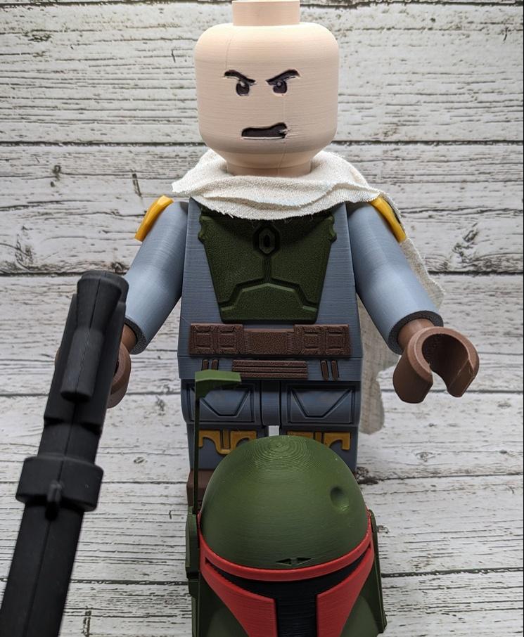 Boba Fett (6:1 LEGO-inspired brick figure, NO MMU/AMS, NO supports, NO glue) 3d model