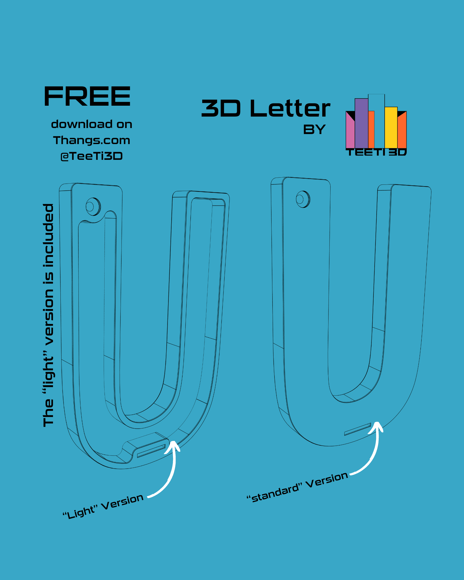 3D Letter U - by TeeTi3D 3d model