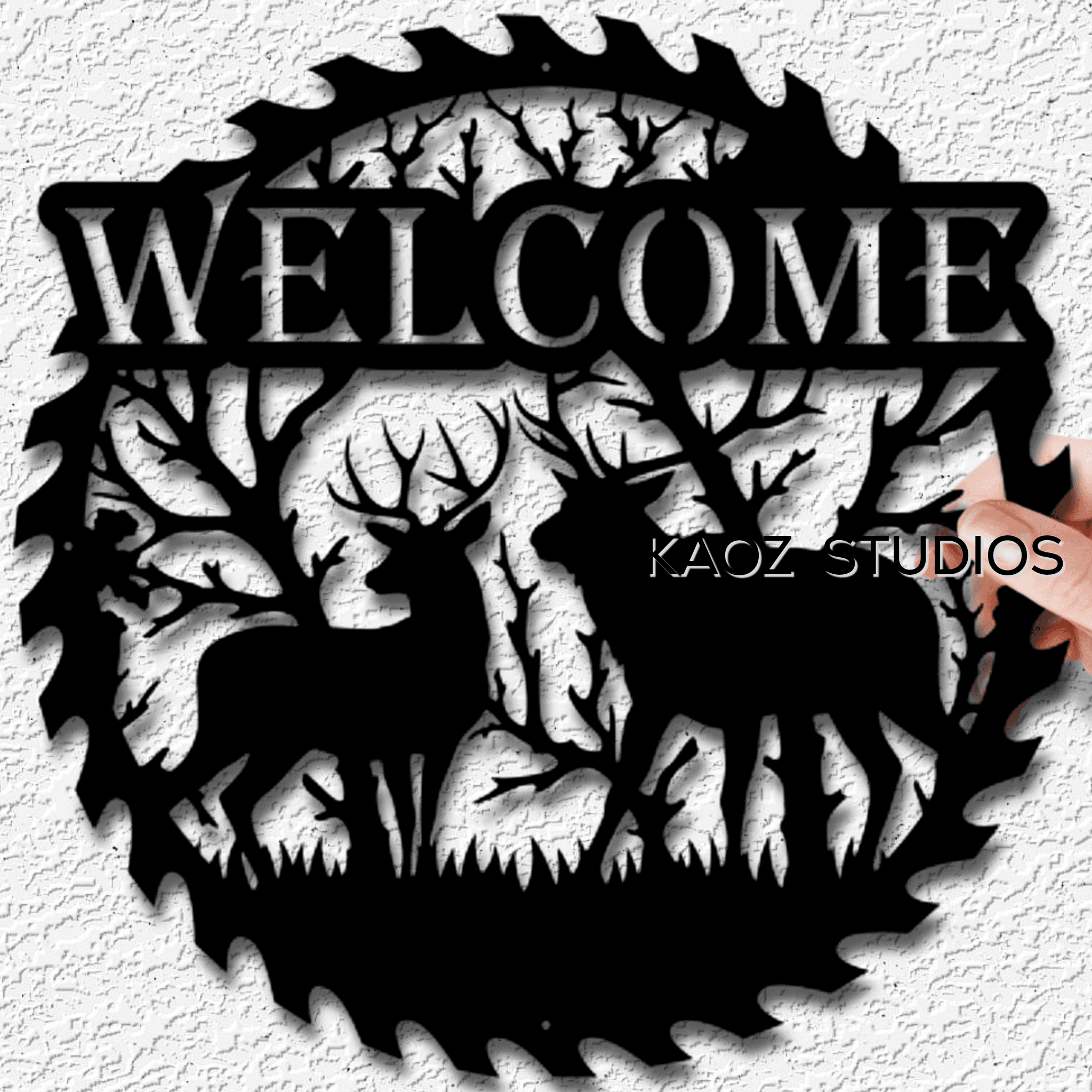 deer welcome sign wall art mountain cabin decor nature scenery decoration 3d model