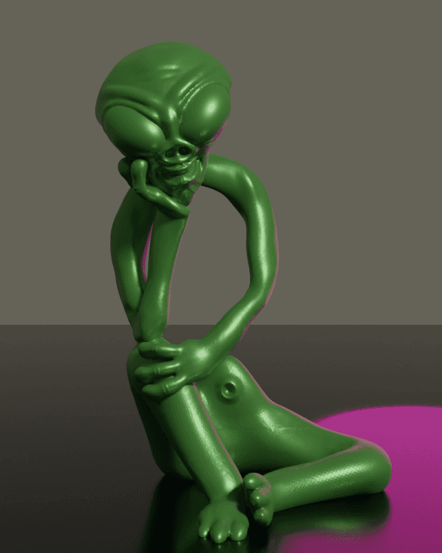 Thinking Alien Sculpture - Support Free 3d model