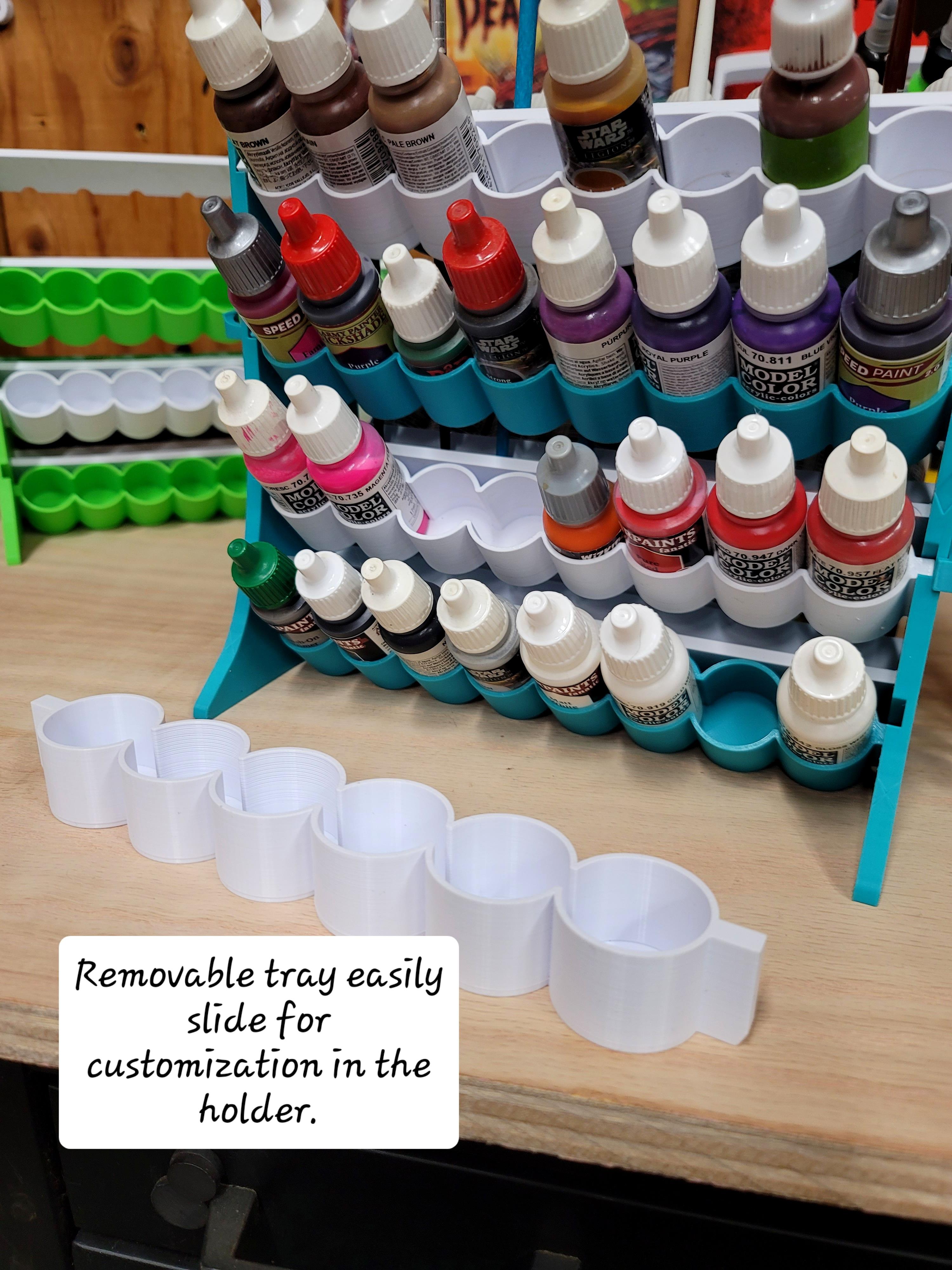 Fully customizable 17-18ml paint organizer with disposable paint cup holder 3d model