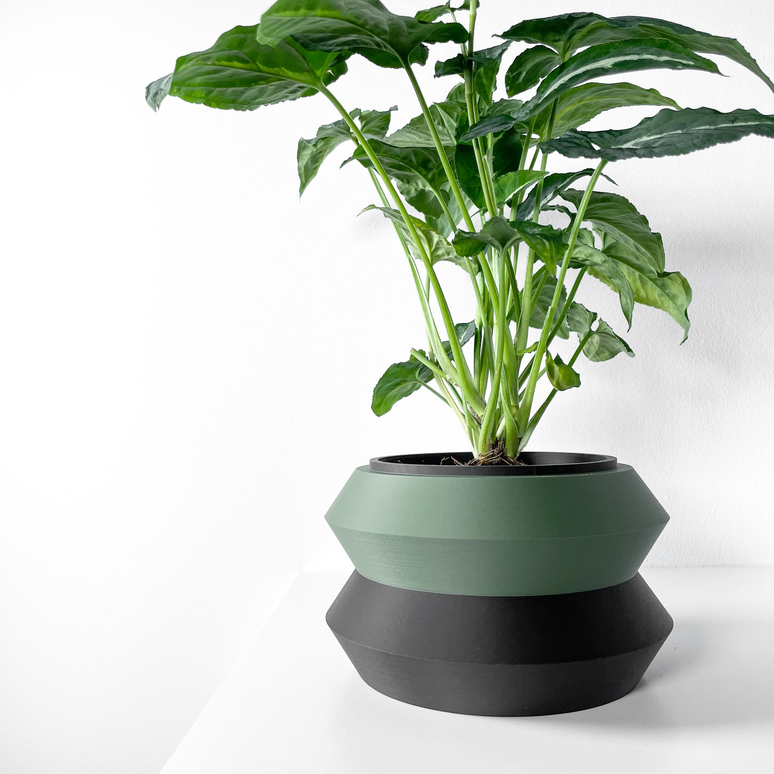 The Grafel Planter Pot with Drainage Tray & Stand Included | Modern and Unique Home Decor 3d model