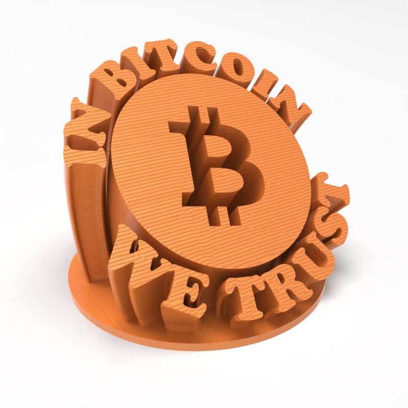 Sculpture de Bureau "In Bitcoin We Trust" – Manifeste 3D 3d model