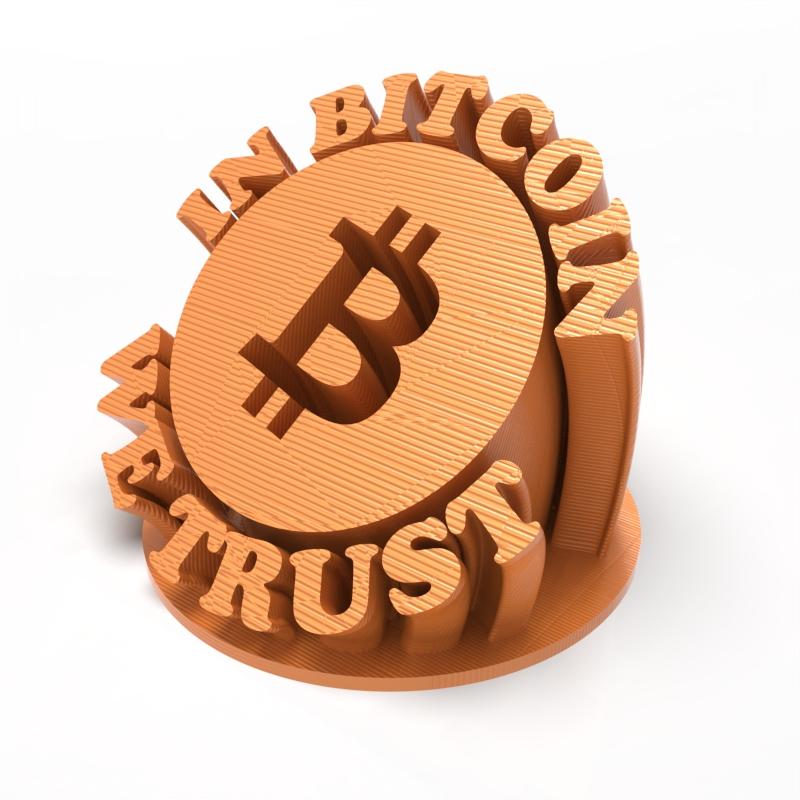Sculpture de Bureau "In Bitcoin We Trust" – Manifeste 3D 3d model