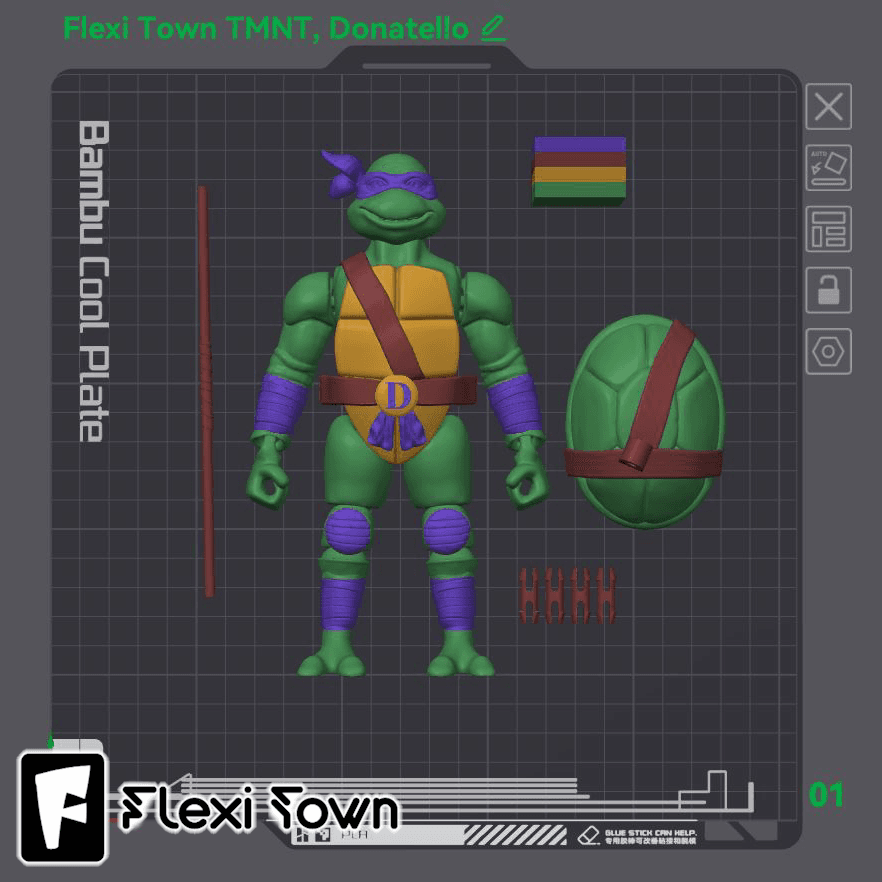 Flexi Print-in-Place Teenage Mutant Ninja Turtles, Donatello 3d model