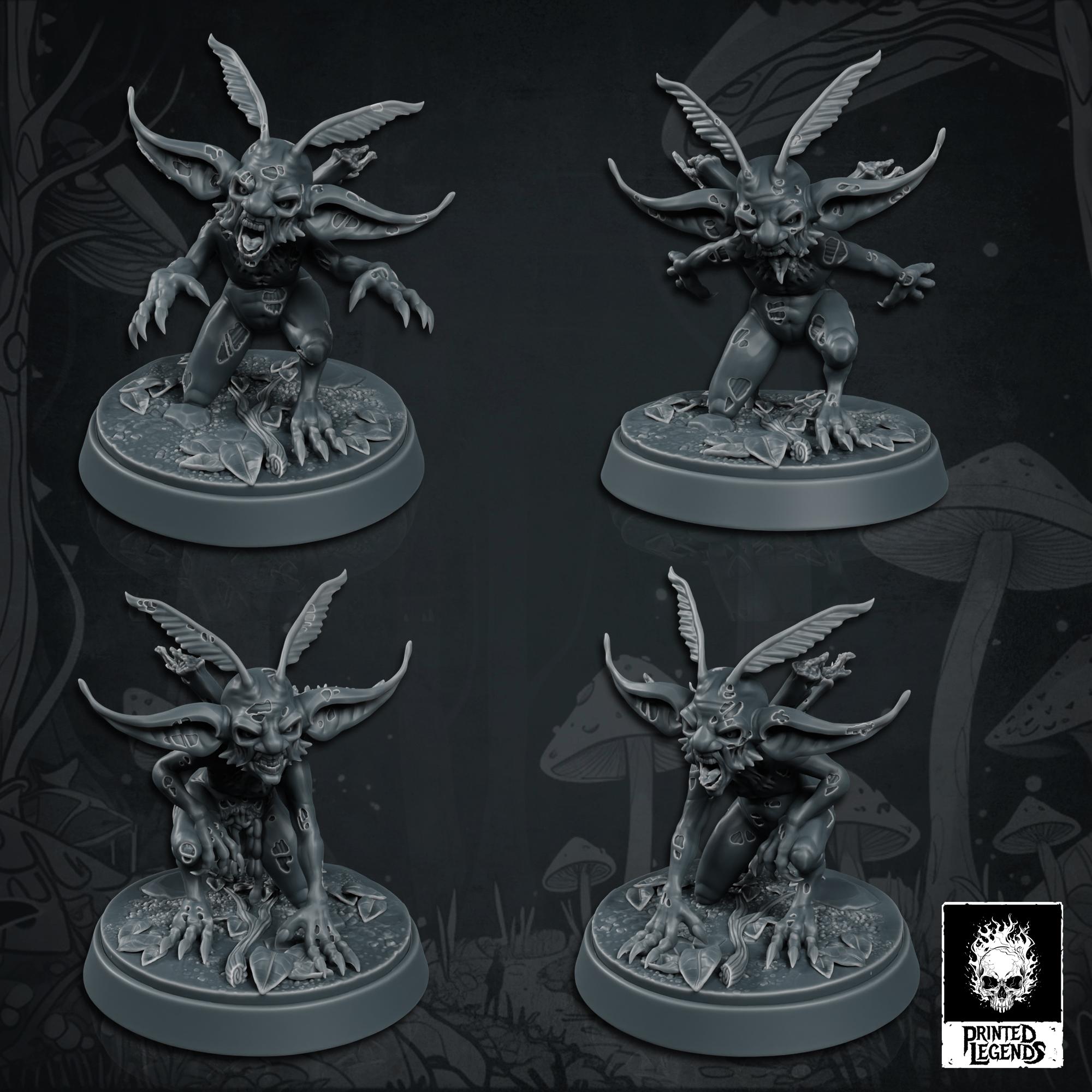 4x Grounded Zombiefey (25mm Bases) 3d model