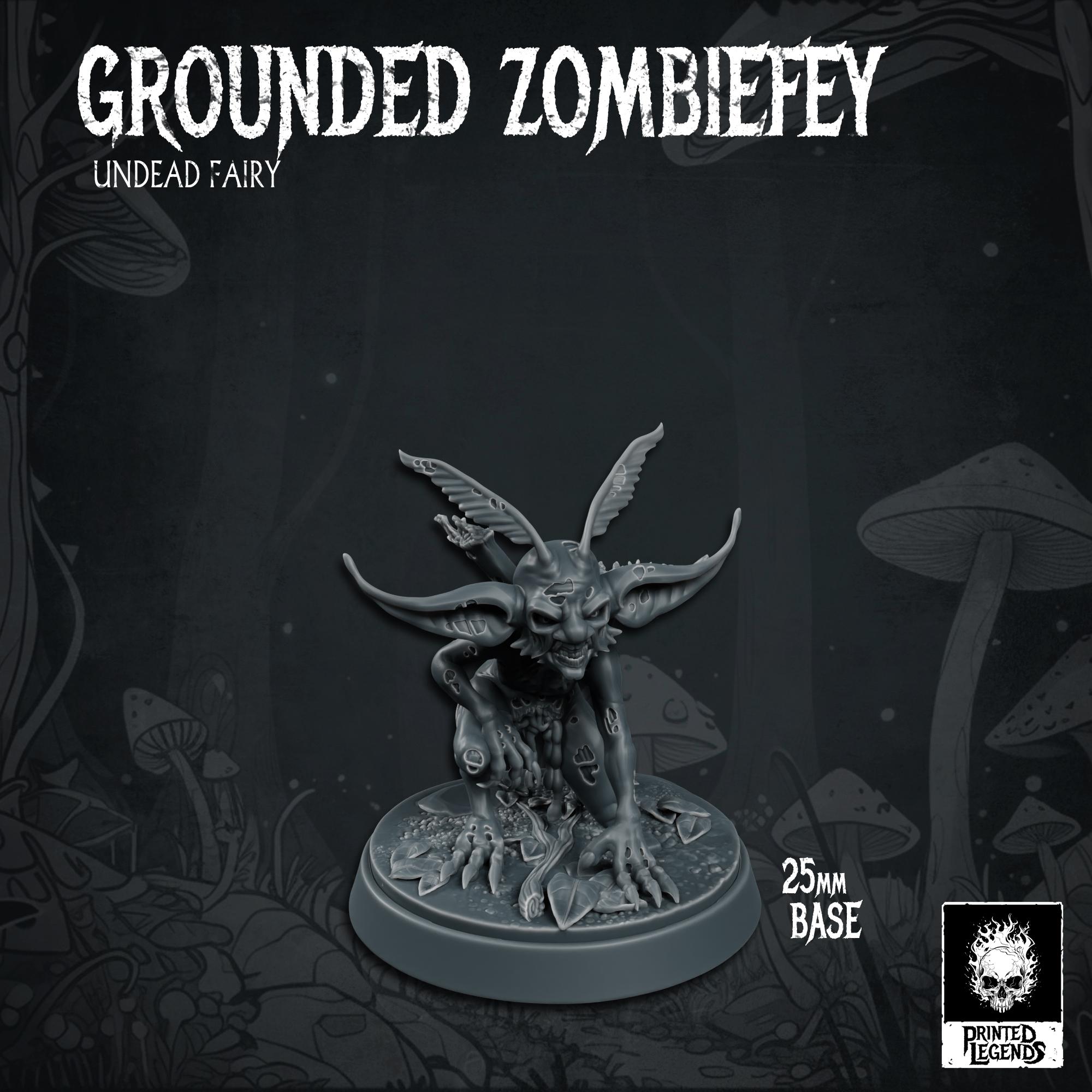 4x Grounded Zombiefey (25mm Bases) 3d model