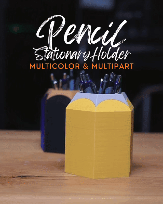 Pencil Stationary Holder - Multi-Part & Multi-Color Versions 3d model