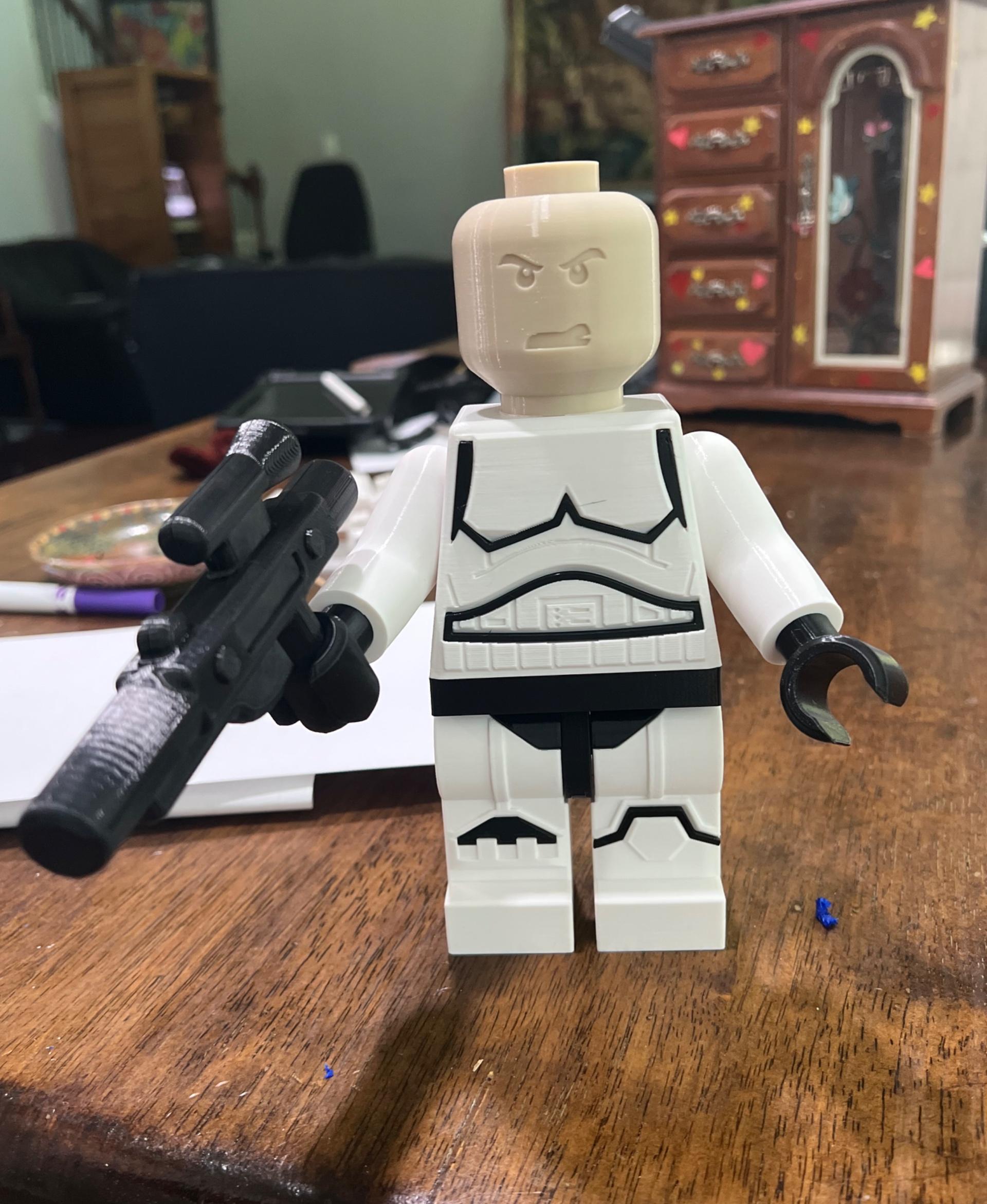 Stormtrooper (9 inch brick figure, NO MMU/AMS, NO supports, NO glue) - Bone white inland PLA for the head  - 3d model