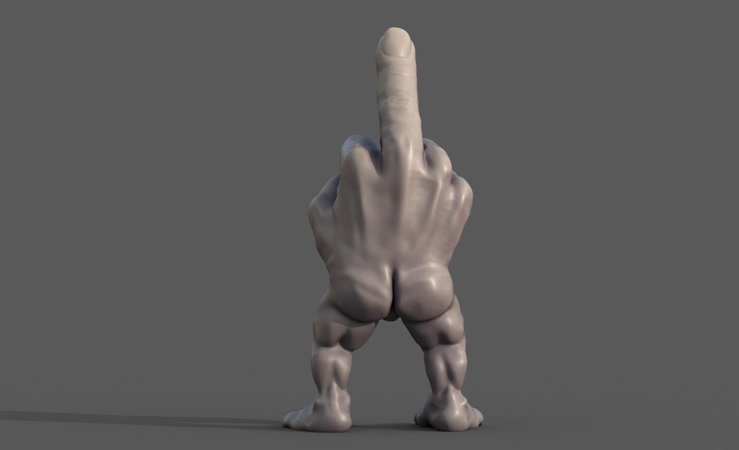 Middle Finger Hand Guy 3d model