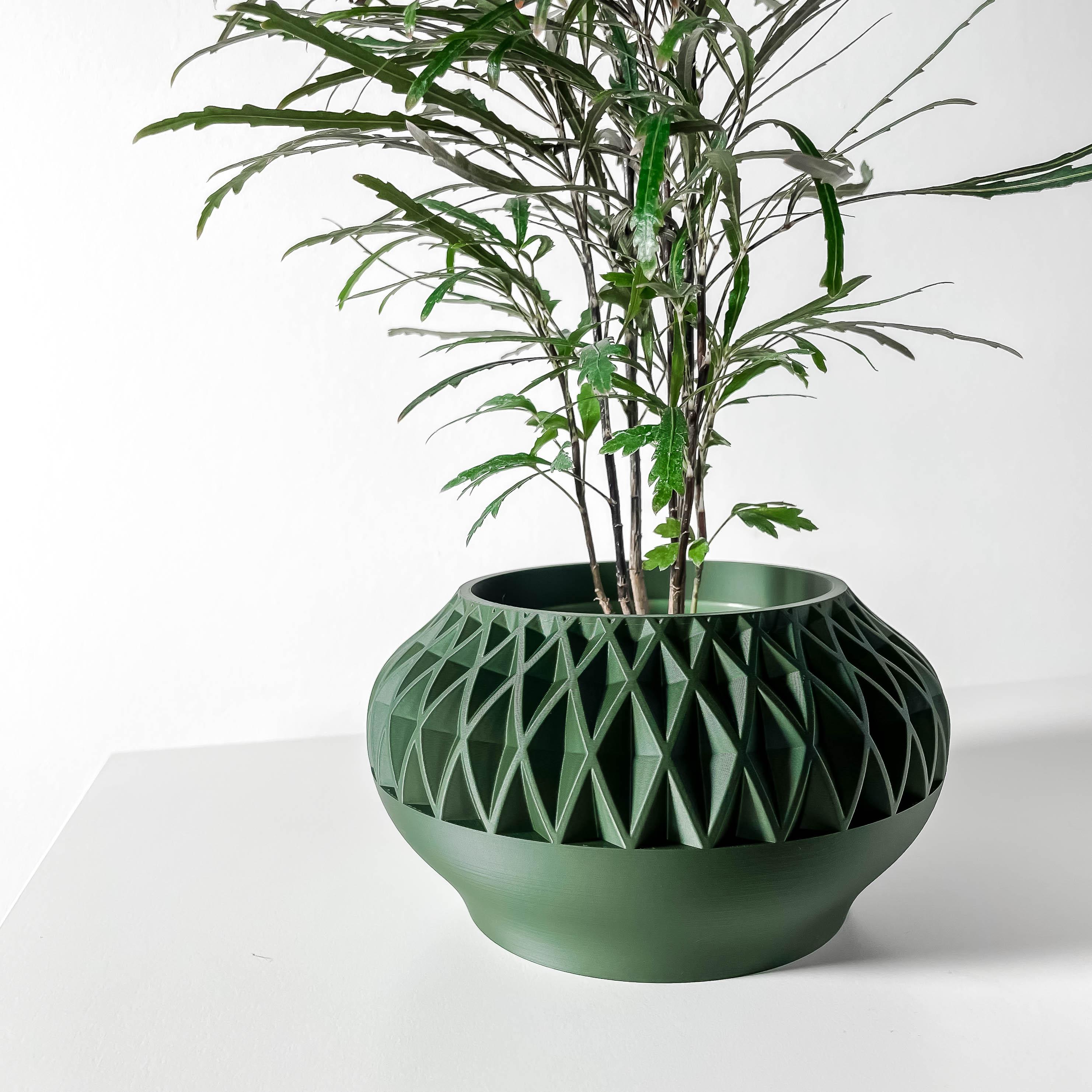 The Ersos Planter Pot with Drainage Tray & Stand: Modern and Unique Home Decor 3d model