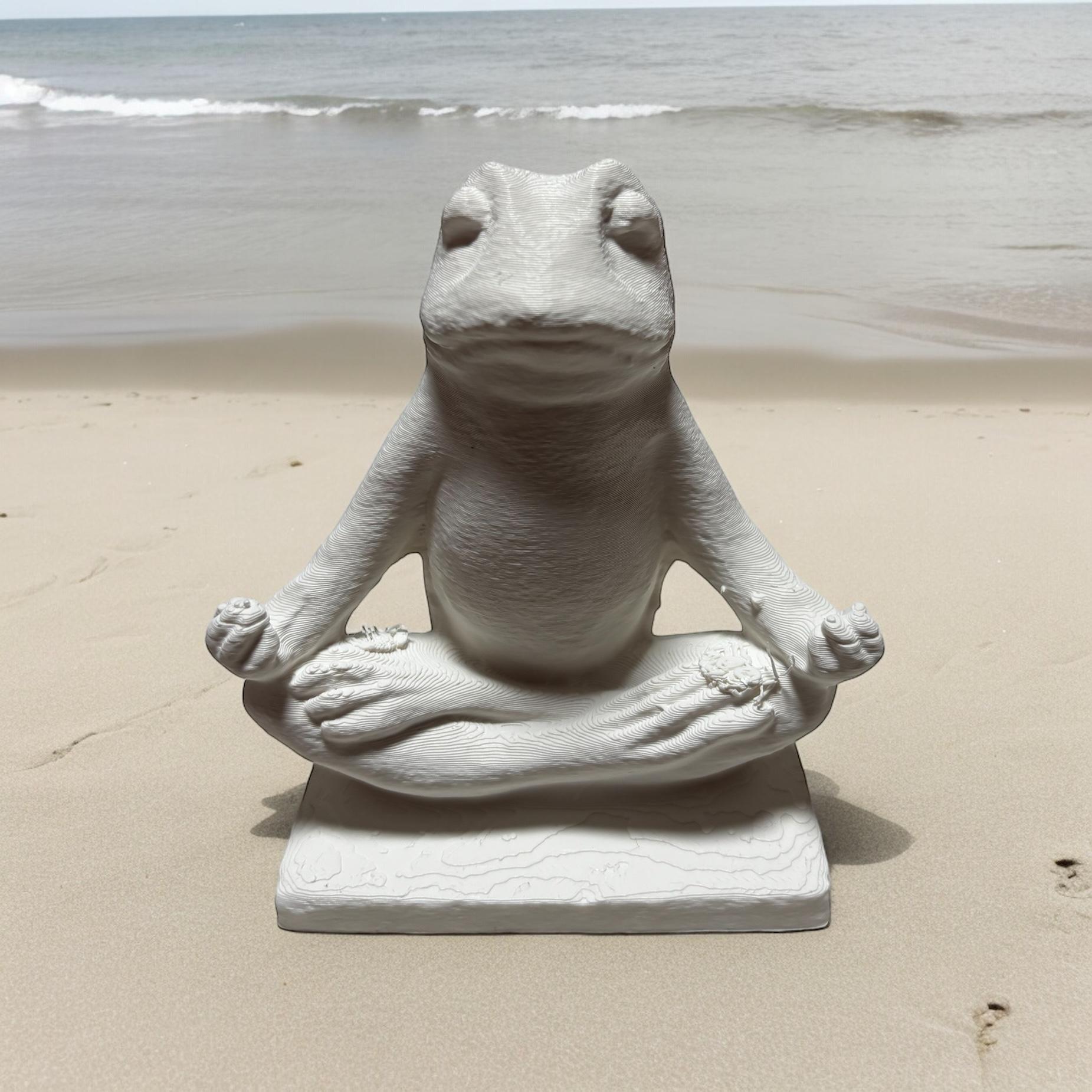 Frog doing meditation sculpture 3d model