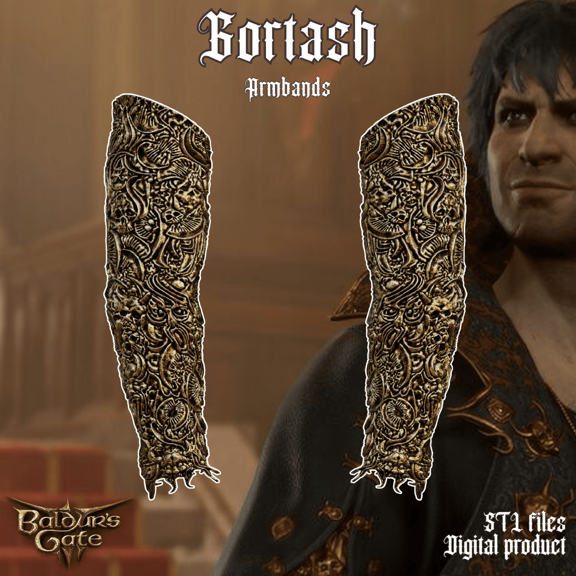 Gortash Fantasy Cloth of Authority Armbands Baldurs Gate 3 3d model