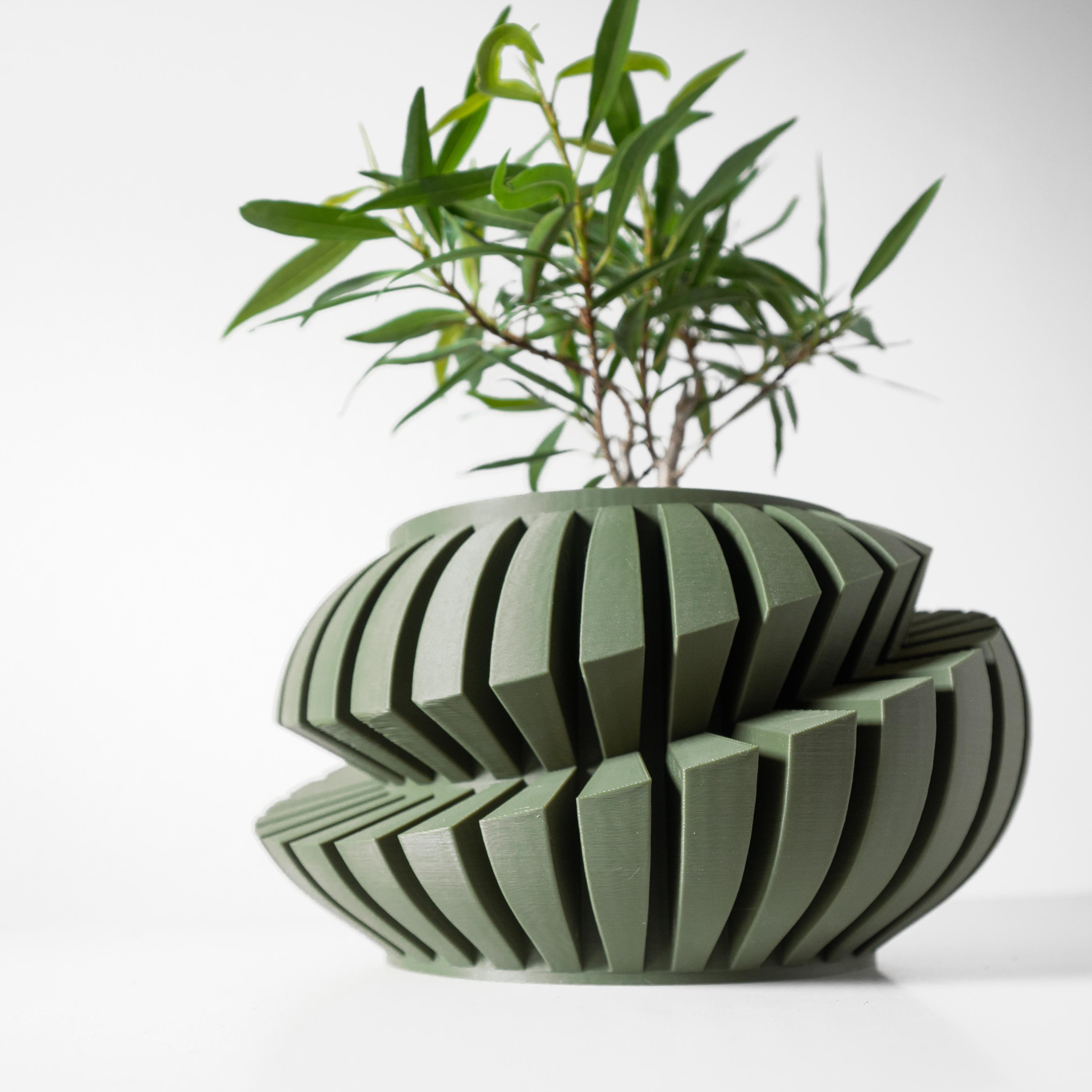 The Luxira Planter Pot with Drainage Tray & Stand: Modern and Unique Home Decor for Plants 3d model