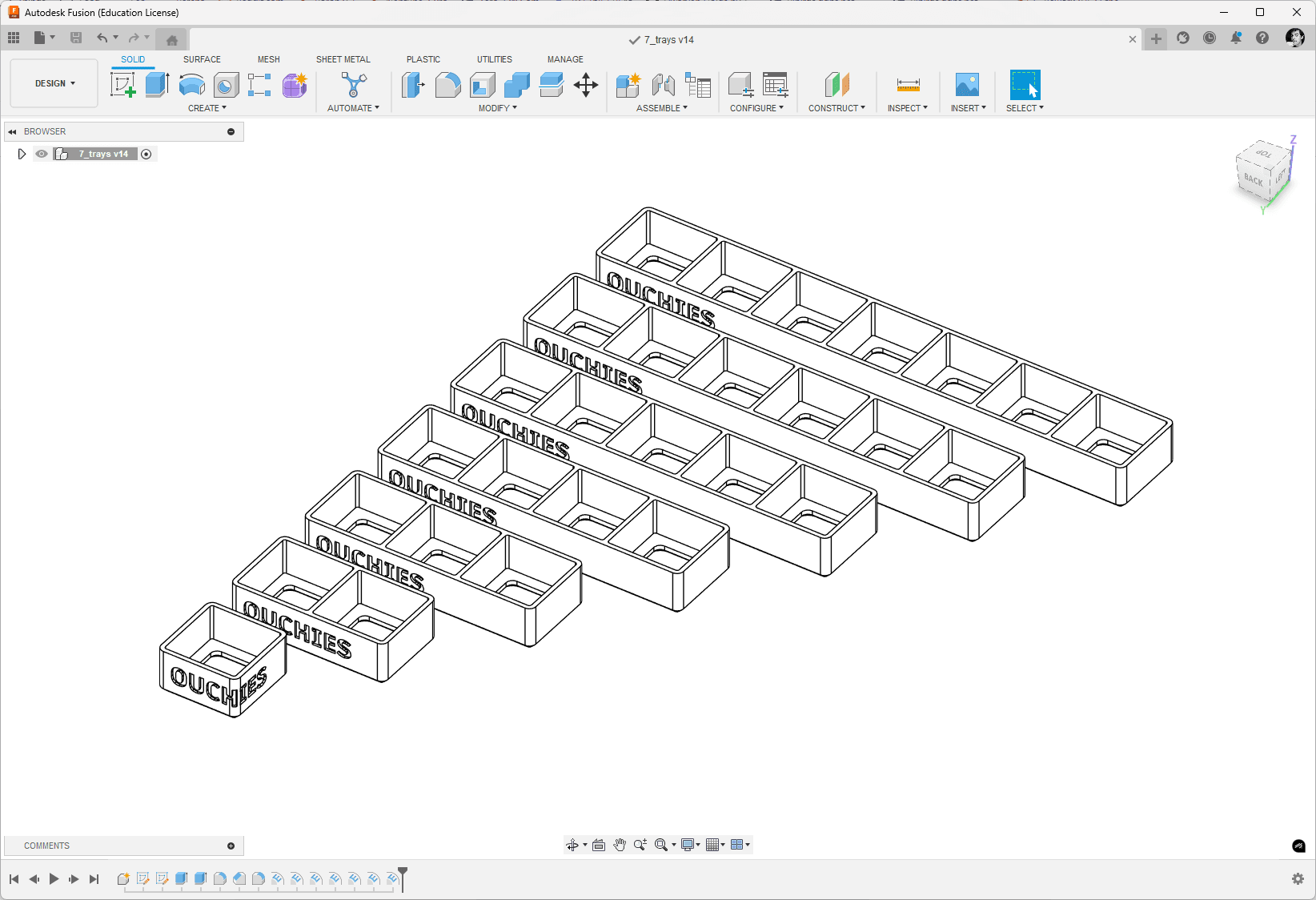 Wound tracker trays for 16 mm dice 3d model