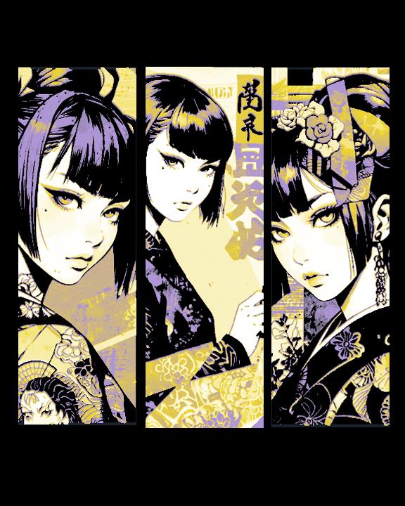 Manga Style Poster Looks of Girls dressed in Asian Elegance - Set of 3 Bookmarks 3d model