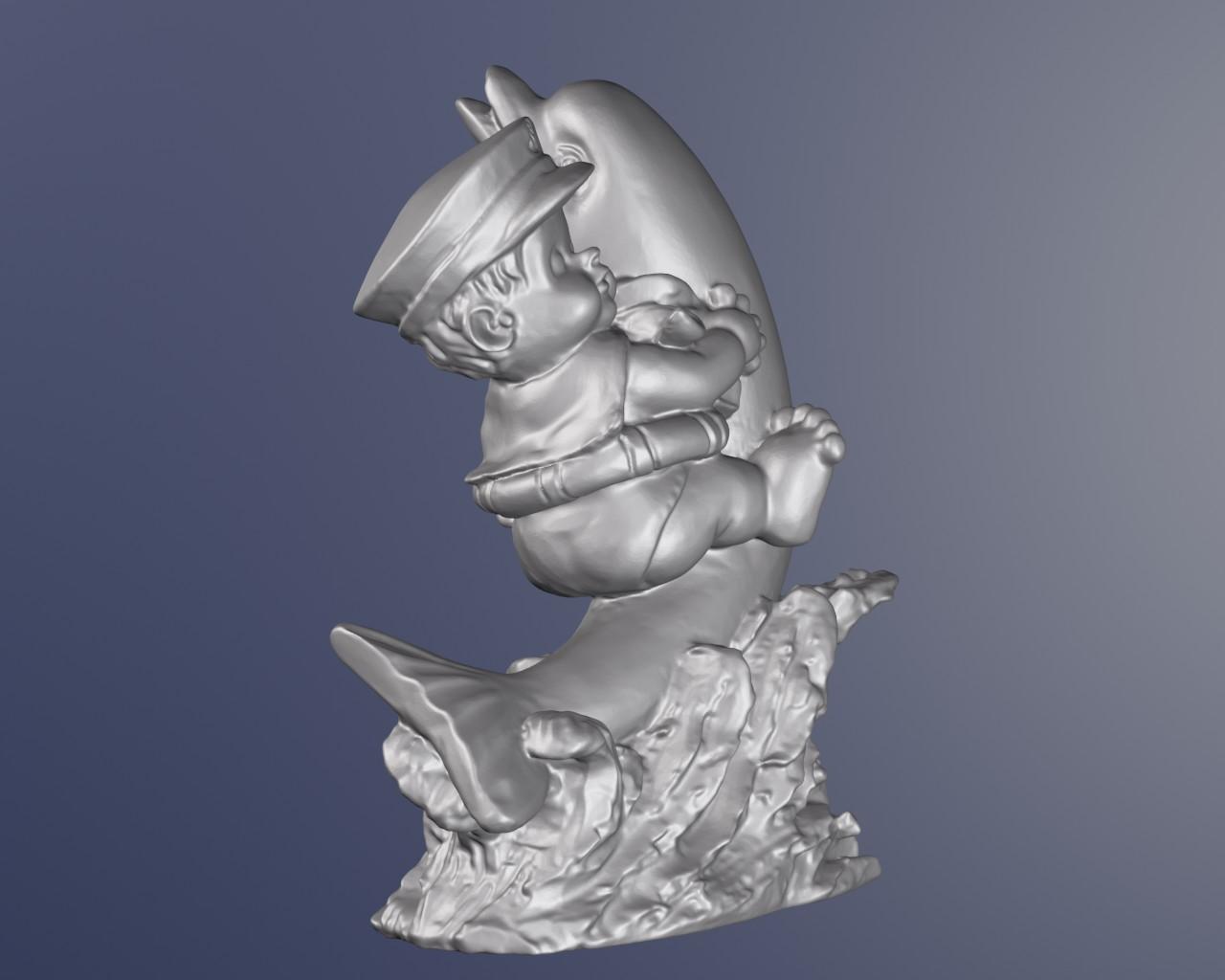 Dolphin and child sailor 3d model