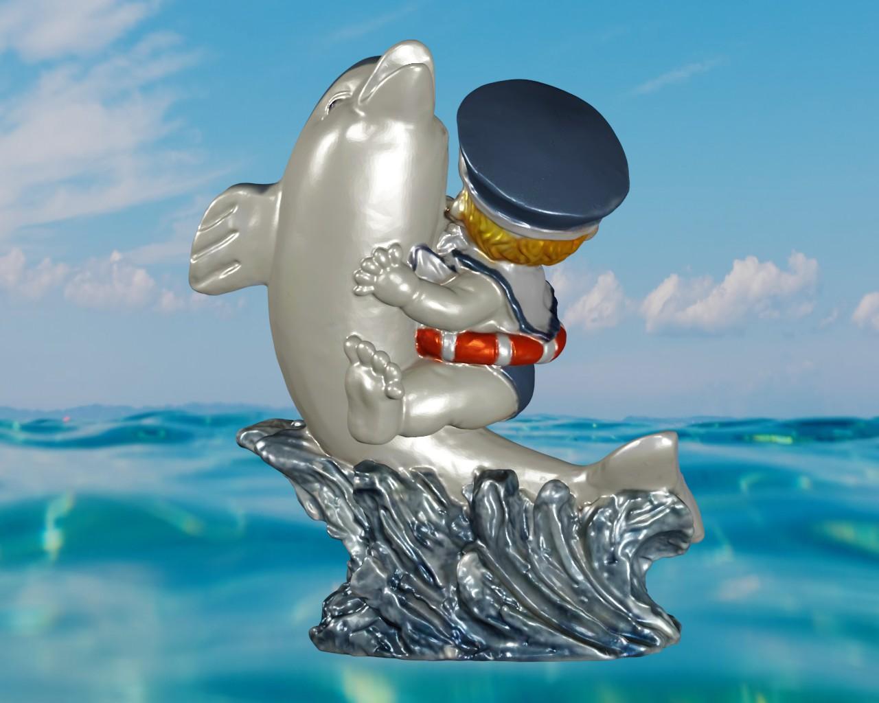 Dolphin and child sailor 3d model