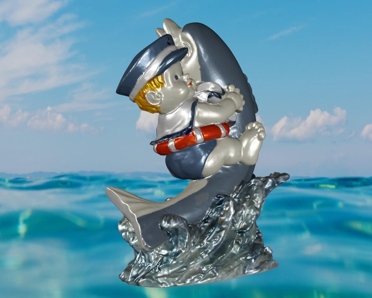 Dolphin and child sailor 3d model