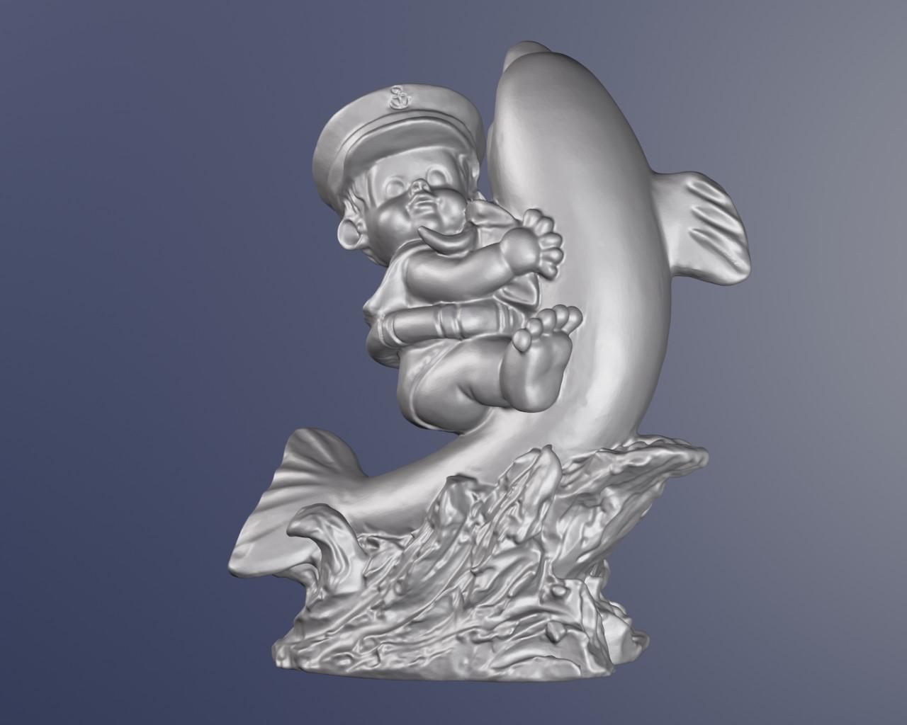 Dolphin and child sailor 3d model