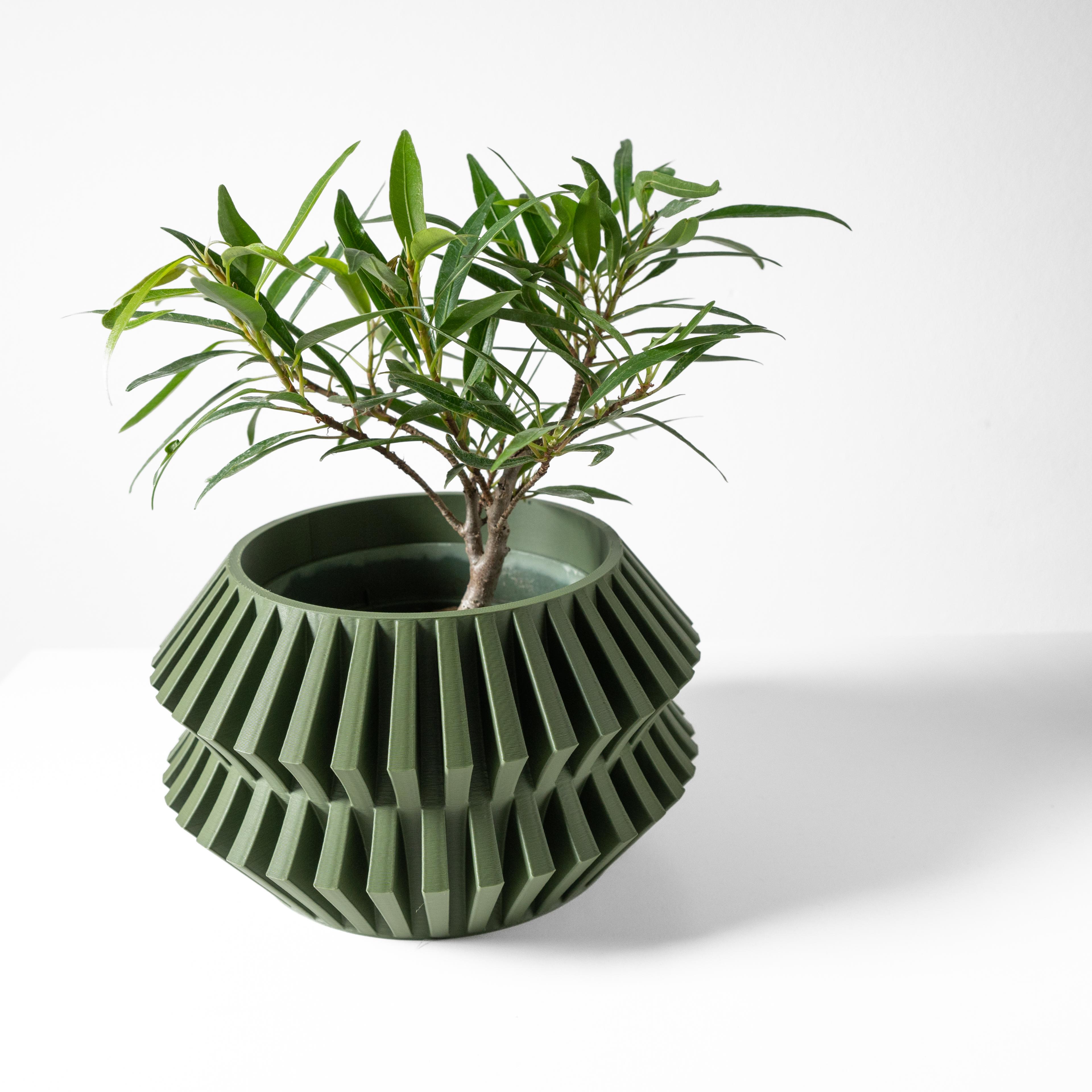 The Risae Planter Pot with Drainage Tray & Stand: Modern and Unique Home Decor for Plants 3d model