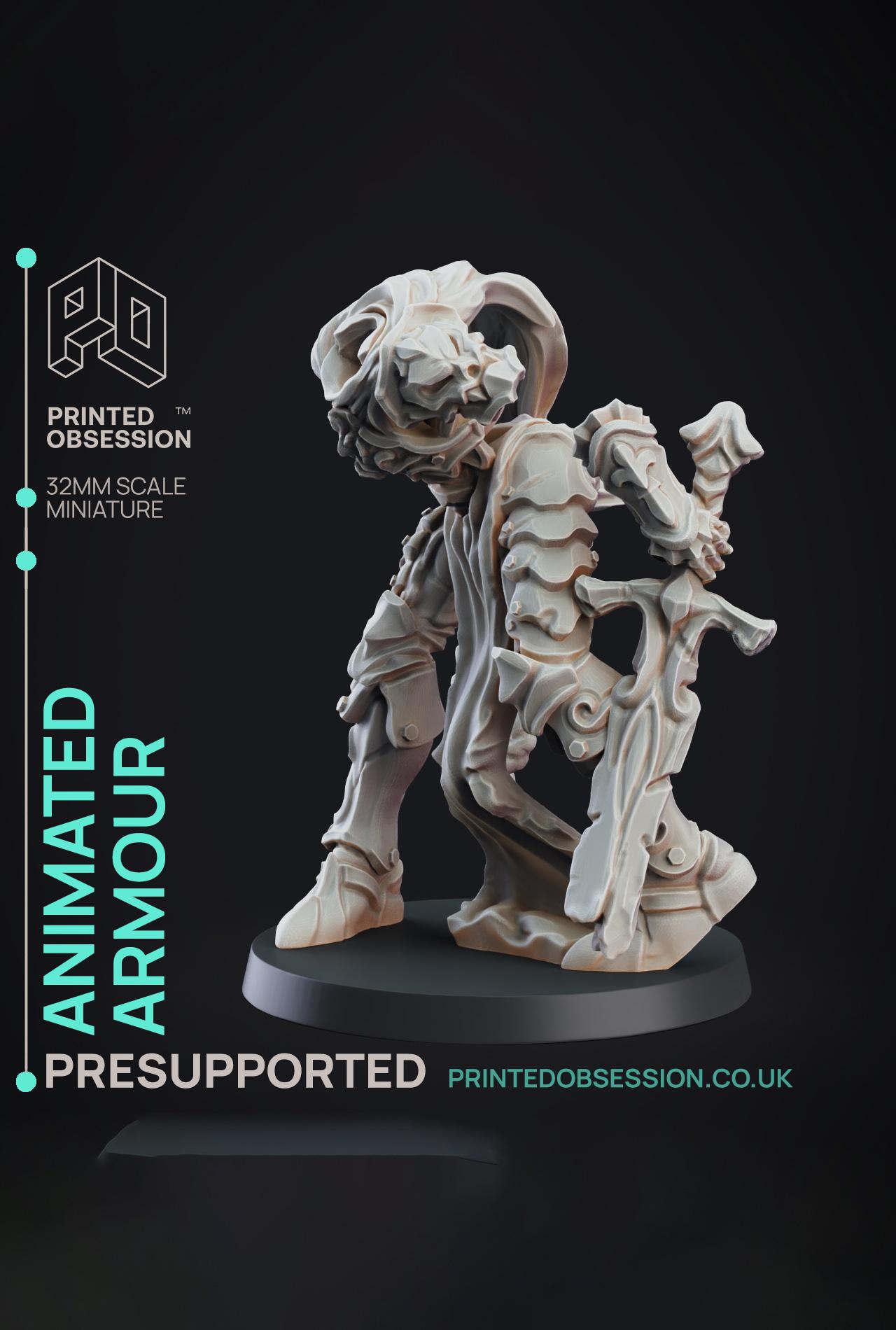 Animated Armour - Constructs - PRESUPPORTED - Illustrated and Stats - 32mm scale 3d model